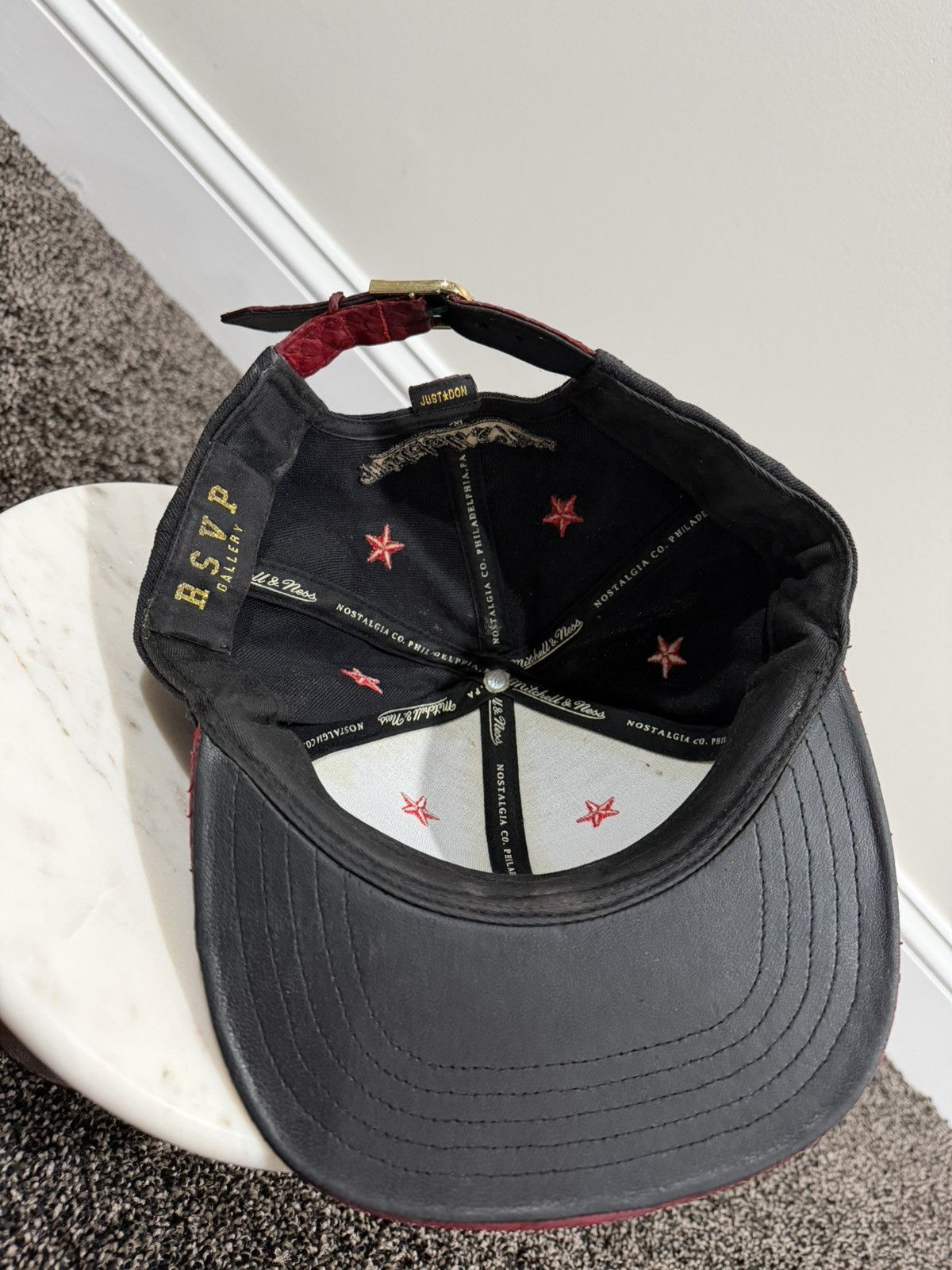 Just Don Just Don x Mitchell & Ness RSVP Black Blank Red Stars Hat Size ONE SIZE - 9 Thumbnail