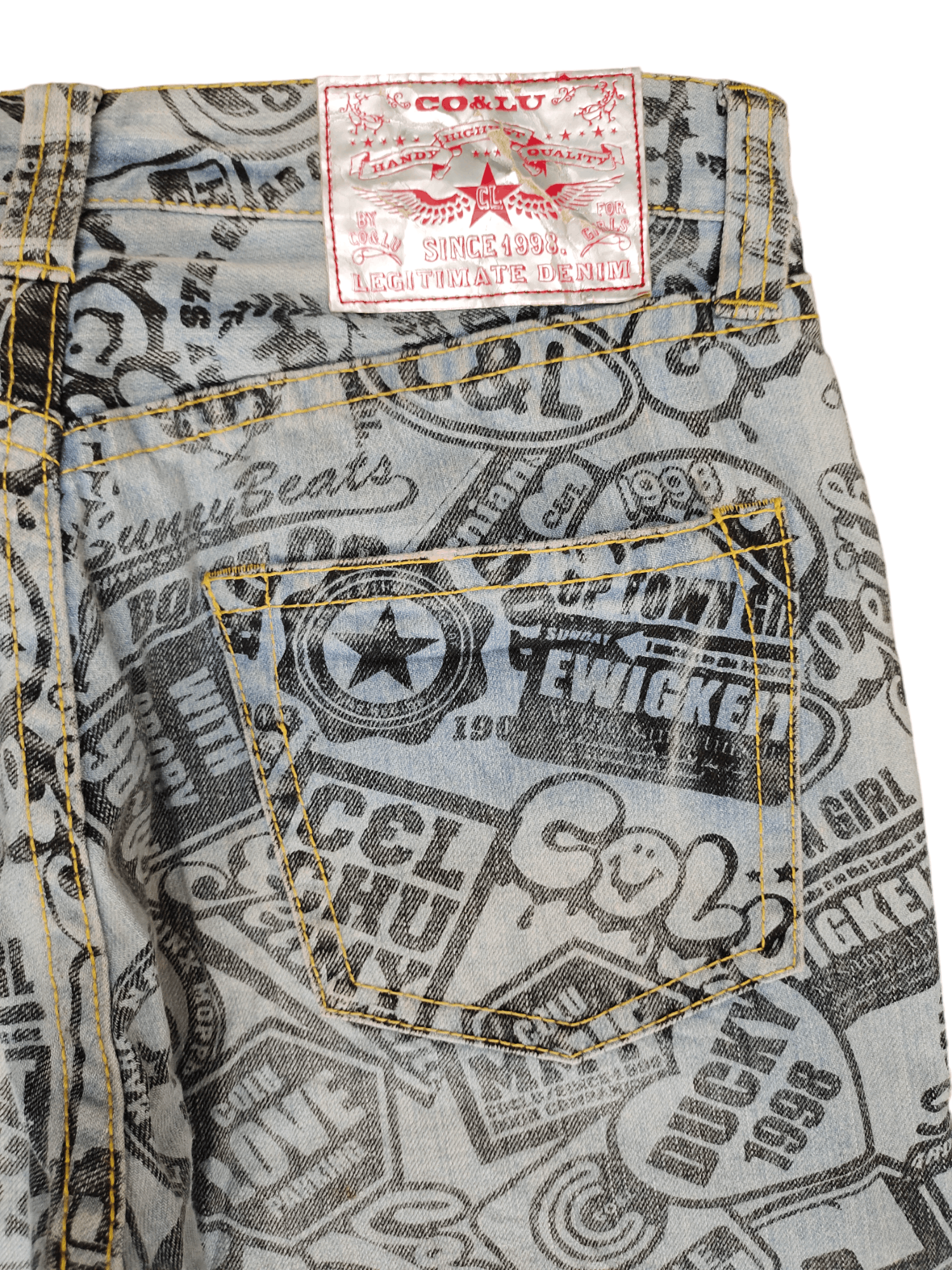 Japanese Brand Japanese Co & Lu Full Print Hysteric Glamour Style Jeans Size US 33 - 14 Thumbnail
