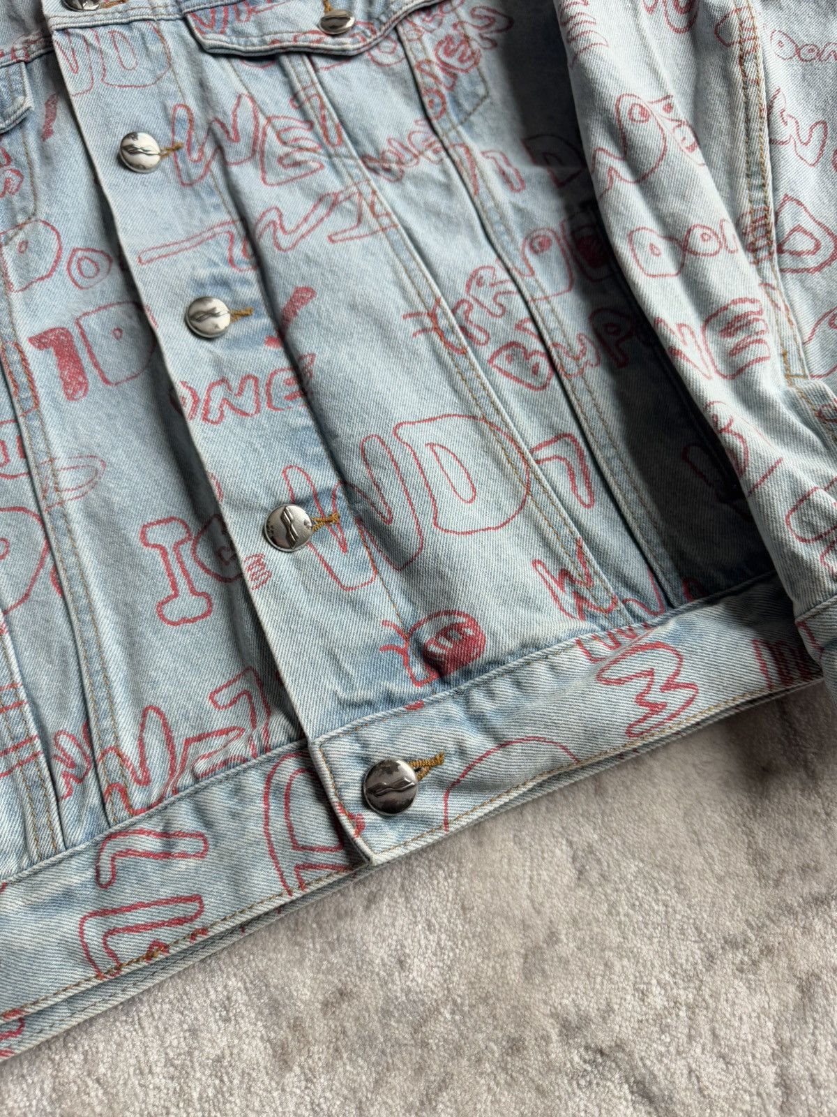 WE11DONE WE11DONE Blue Graffiti All Over Print Denim Jacket Size US M / EU 48-50 / 2 - 6 Thumbnail