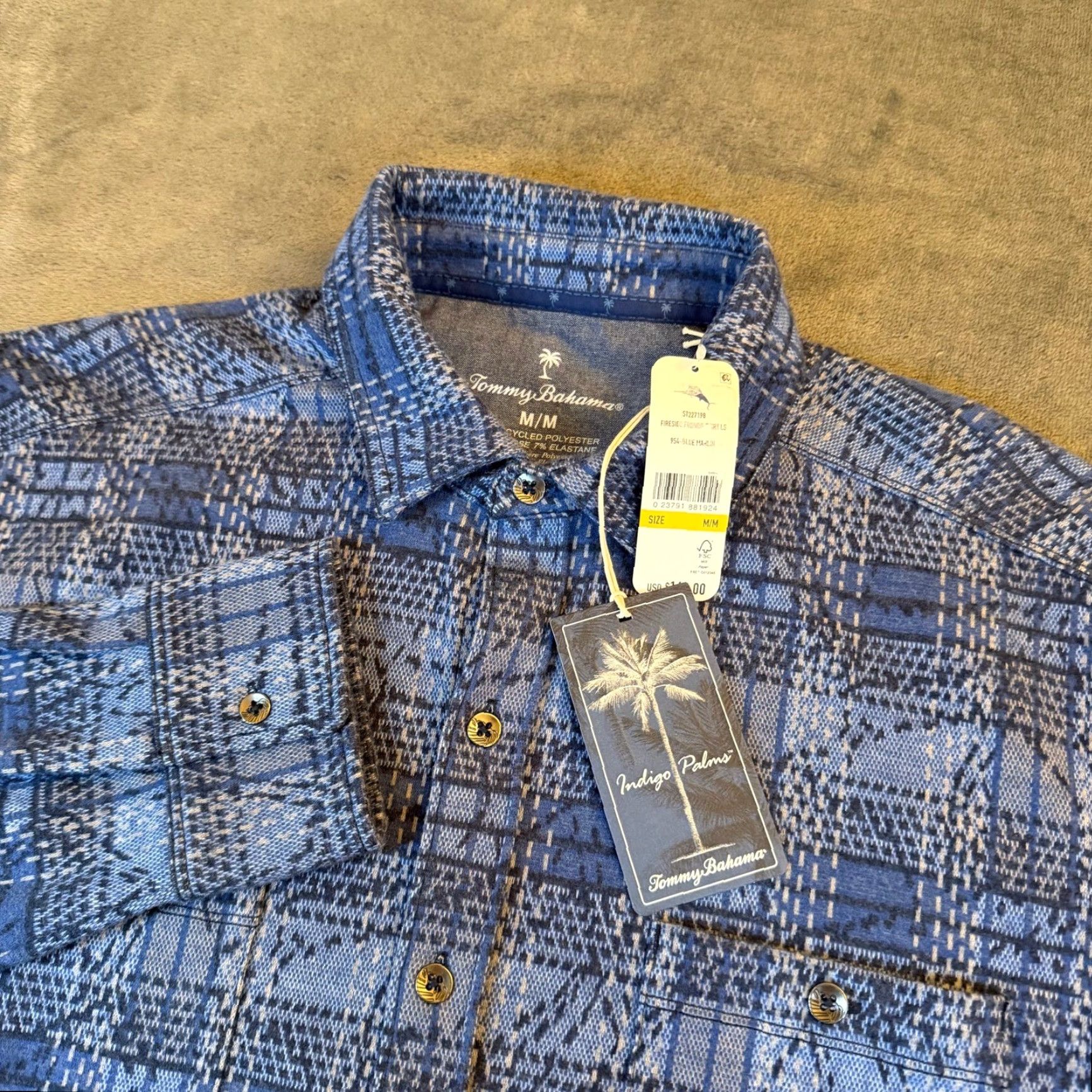 Tommy Bahama Tommy Bahama Indigo Palms Plaid Shirt Button-Up Blue Mens Medium NWT Long Sleeve Casual Beach Resort Pocketed Size US M / EU 48-50 / 2 - 2 Thumbnail