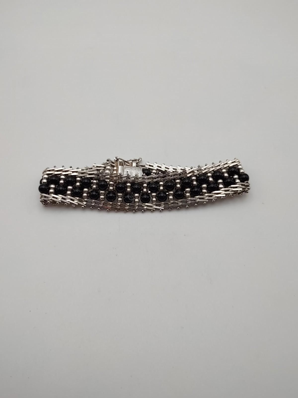 Midorikawa Milor Italy Sterling Silver Black Bead Bracelet 925 7.25” Size ONE SIZE - 1 Thumbnail