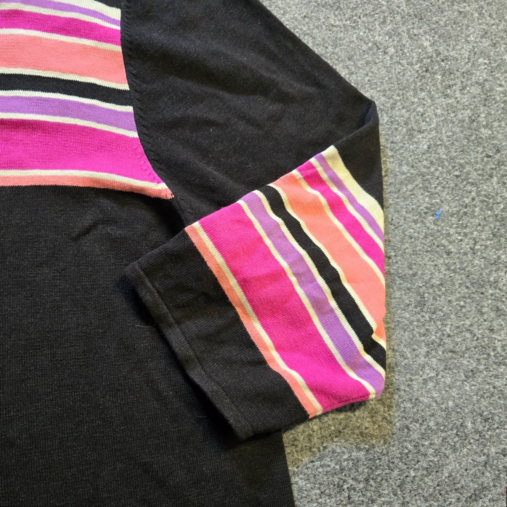 Bob Mackie Bob Mackie Sweater Womens 1X Black Silk Blend Pink Embroidery Casual Knit Pullover Round Neck 3/4 Sleeve Lightweight Vintage No? Size XL / US 12-14 / IT 48-50 - 3 Thumbnail
