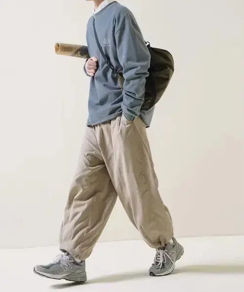 Japanese Brand 21SS Indigo Union Japan Khaki Minimal Casual Lantern Pants Size US 33 - 4 Thumbnail