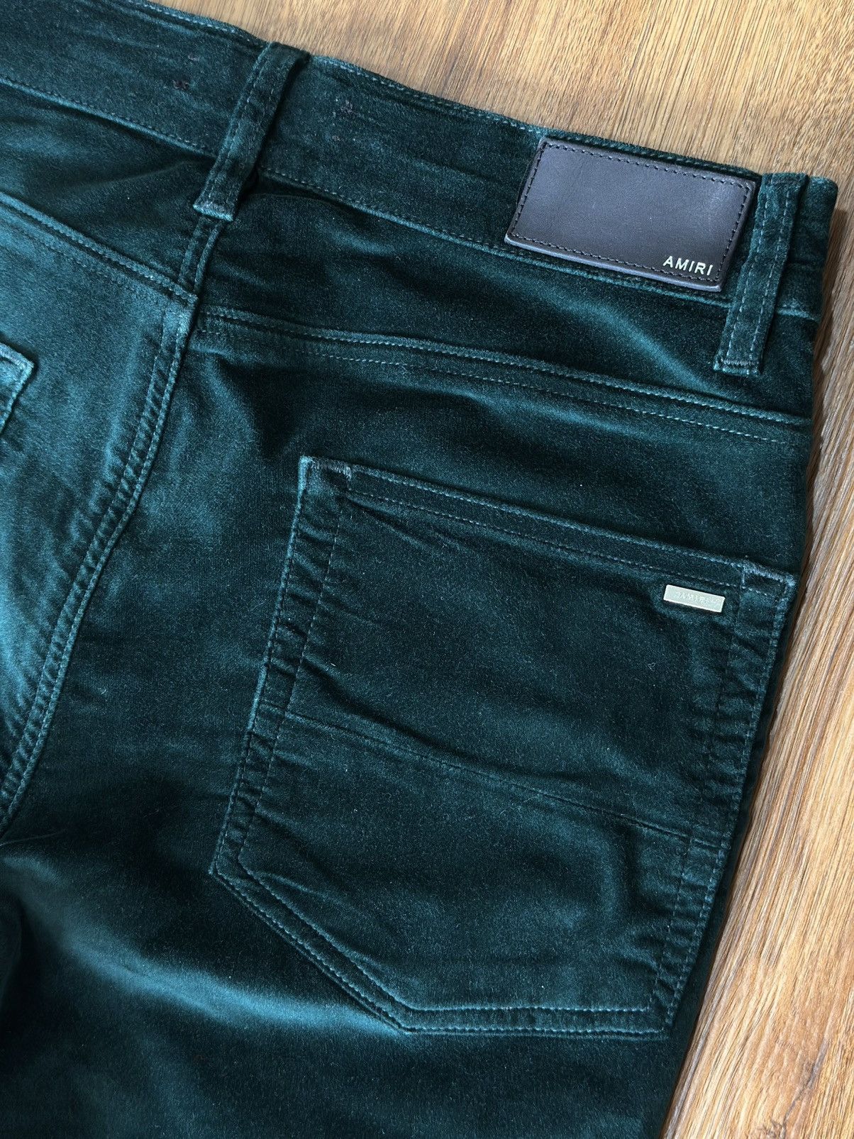 Amiri Amiri Velour Skinny Stack Pants Dark Green Size US 32 / EU 48 - 6 Thumbnail