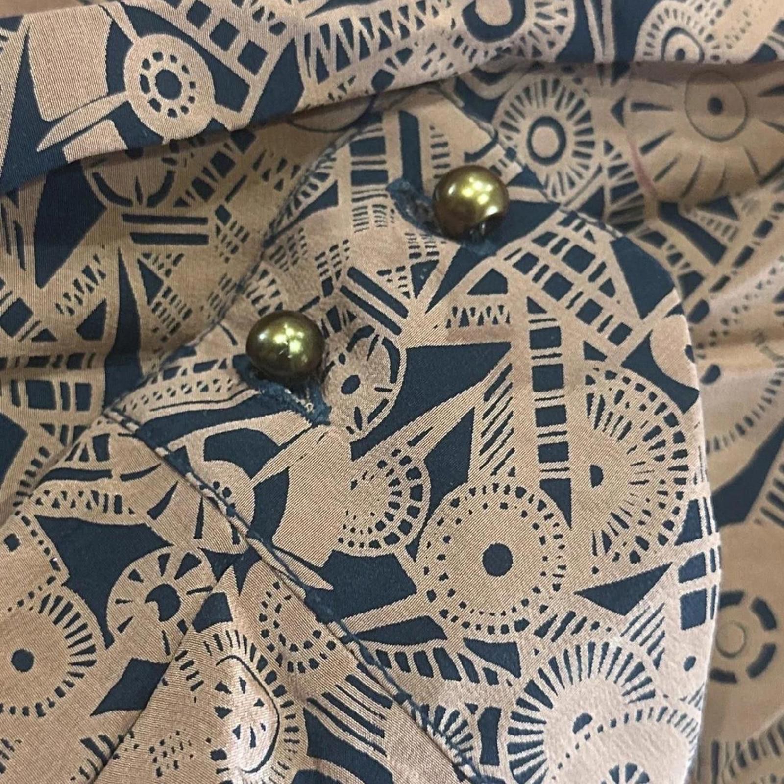 Oleg Cassini Tan and black vintage silk scarf accessories Size L / US 10 / IT 46 - 6 Thumbnail