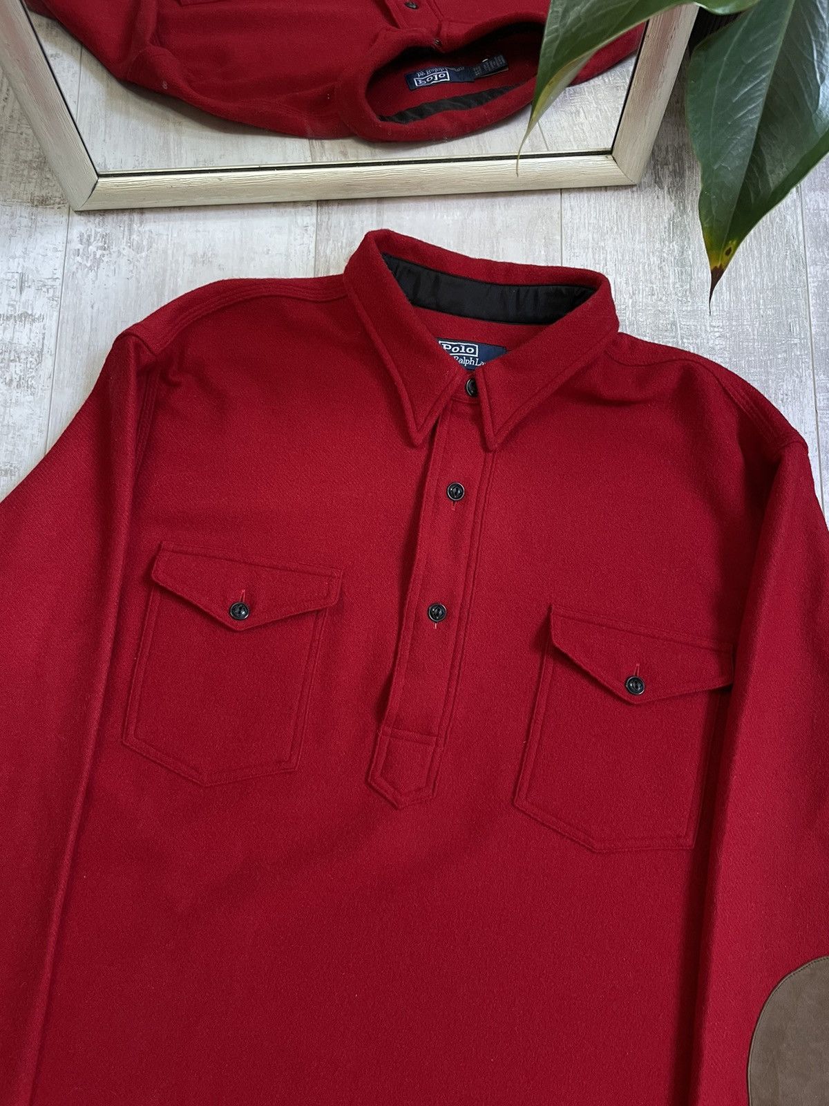 Polo Ralph Lauren Polo Ralph Lauren Wool Overshot Shirt Red Suede RARE Size US XXL / EU 58 / 5 - 4 Thumbnail