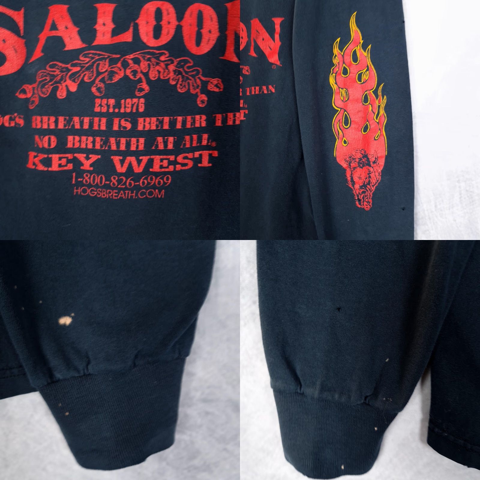 Vintage VINTAGE Hog's Breath Saloon Shirt Mens L Black Flames Long Sleeve Graphic Print Crew Neck T-Shirt Size US L / EU 52-54 / 3 - 10 Thumbnail