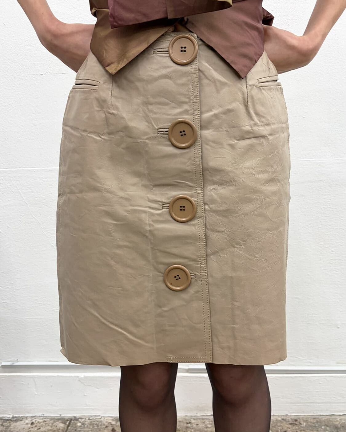 Vintage Vintage Leather Skirt Size 34" / US 12 / IT 48 - 1 Thumbnail