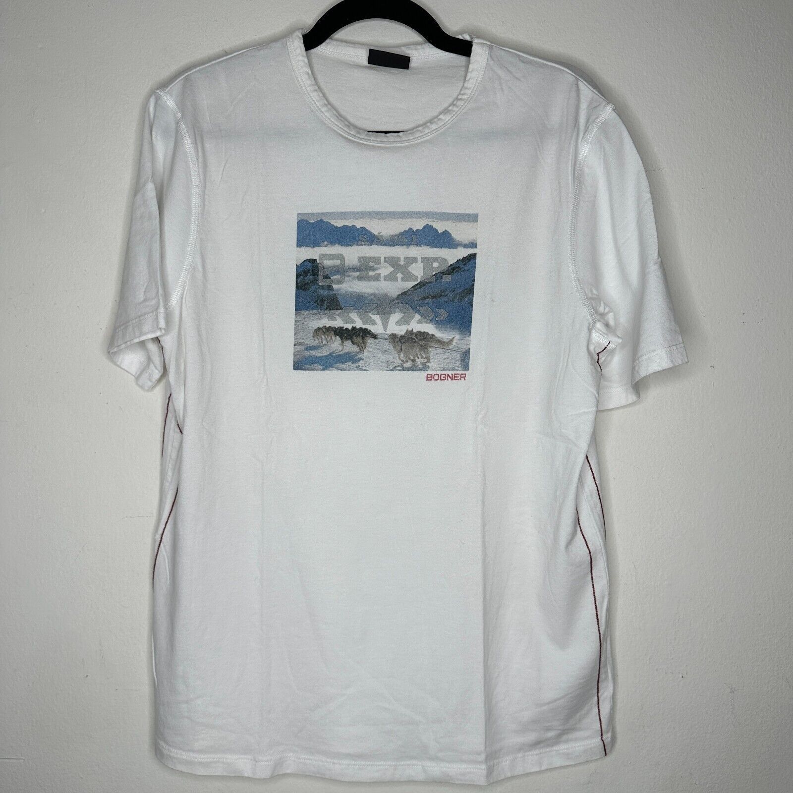 Bogner Bogner Ivory Blue Dog Sled Short Sleeve Round Neck Tee XL Size XL / US 12-14 / IT 48-50 - 12 Thumbnail