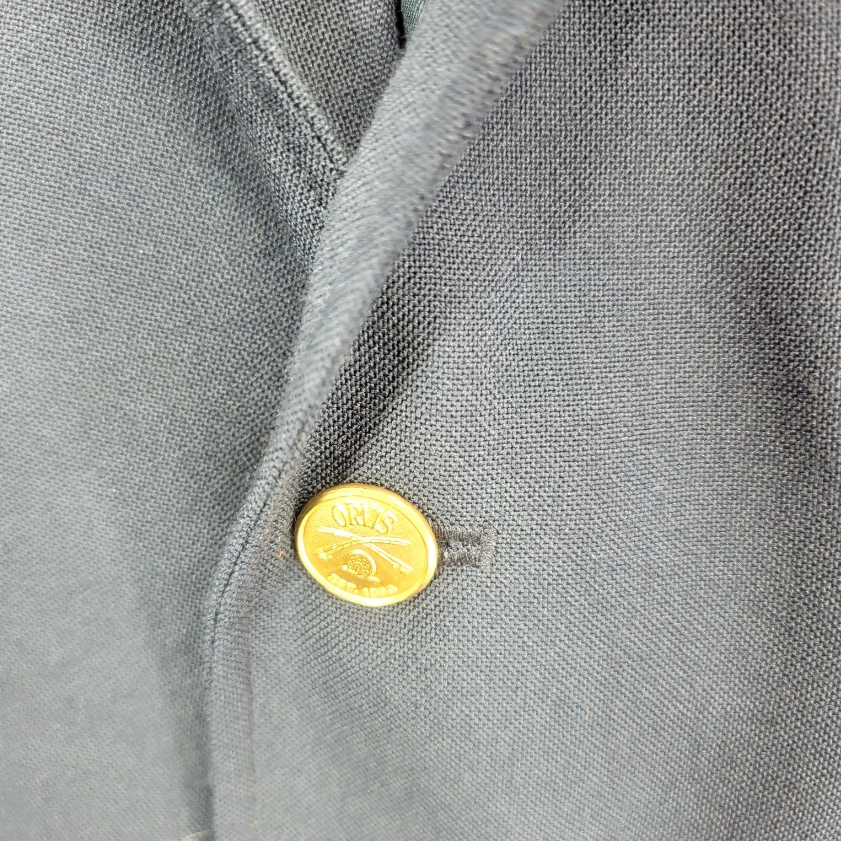 Orvis VINTAGE Orvis Blazer Sport Coat Jacket Mens 44R Blue Wool Gold Metal 3 Button VTG USA Size 44R - 3 Thumbnail