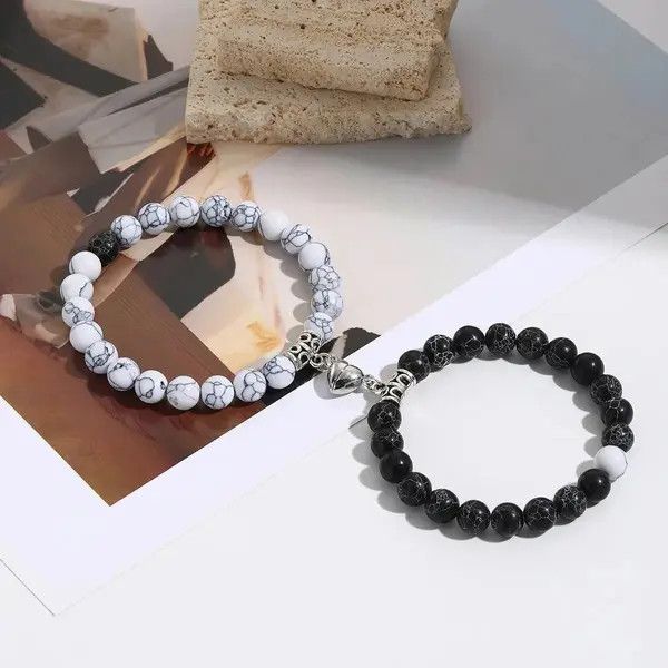 Jewelry Yuuka x Aya Black Whiye 2pieces /Set Beads Bracelet Size ONE SIZE - 8 Thumbnail