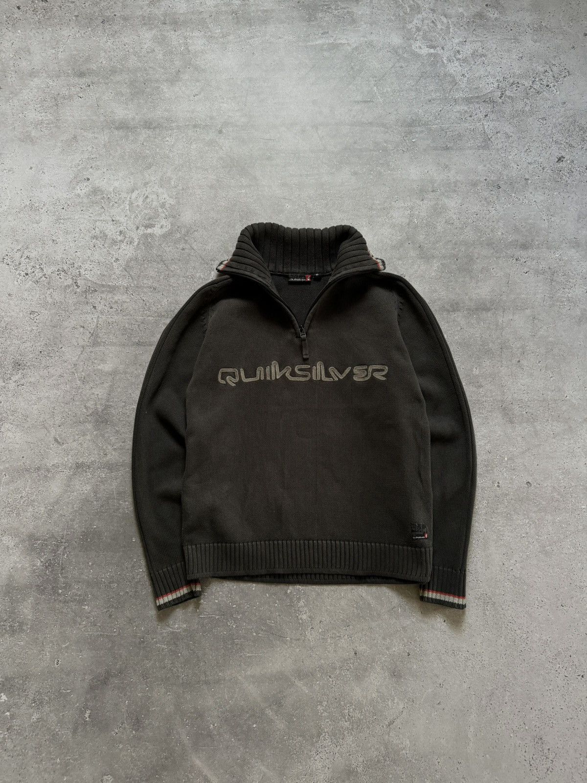 Quiksilver × Vintage Vintage Y2K Quiksilver Boarding 1/4 Zip Ribbed Sweater Size US S / EU 44-46 / 1 - 2 Thumbnail