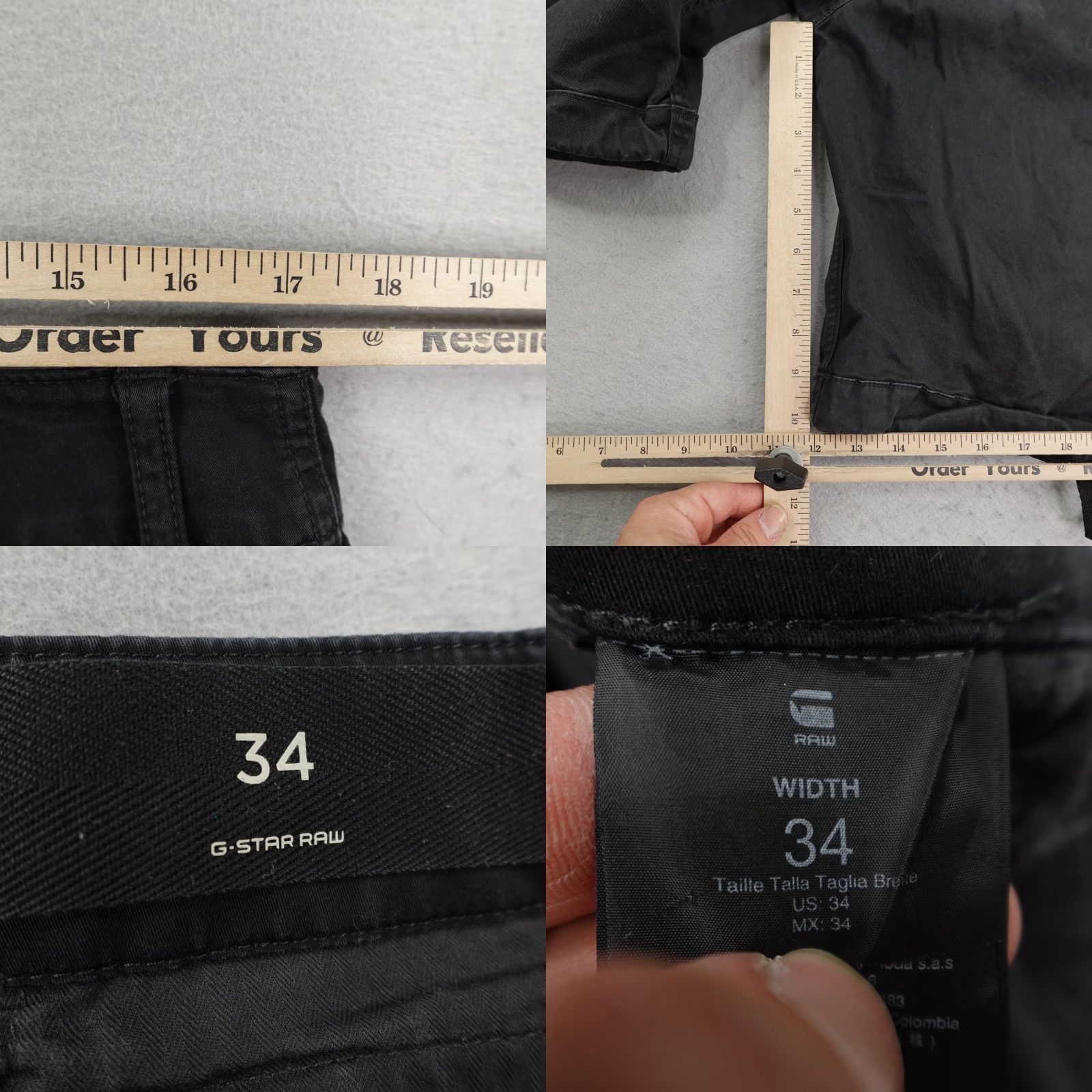 G-Star RAW Cargo Shorts 34 Black Outdoor Utility Relaxed Paratrooper Mens