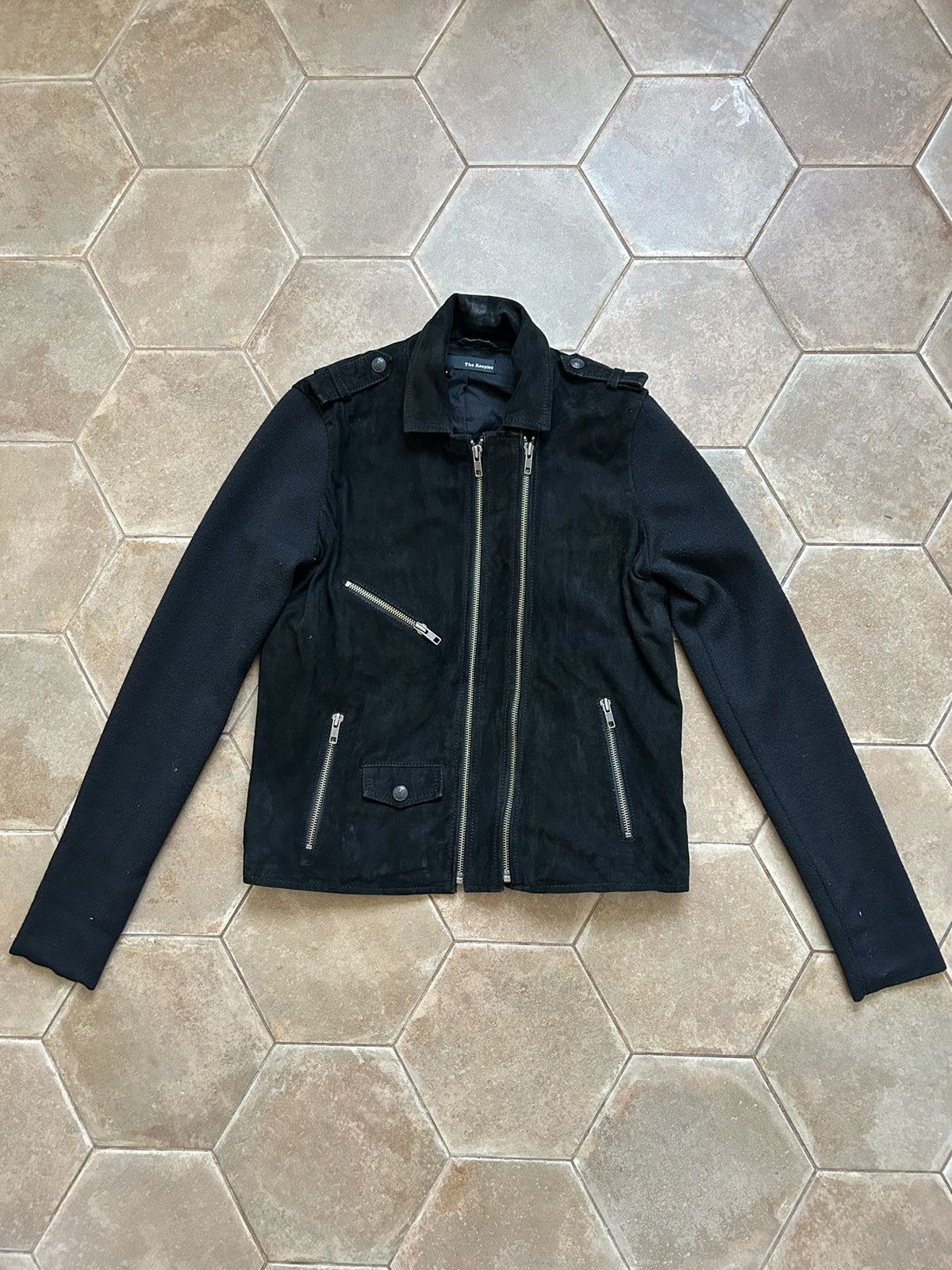 image of The Kooples Suede Leather Jacket in Black, Women's (Size Small)