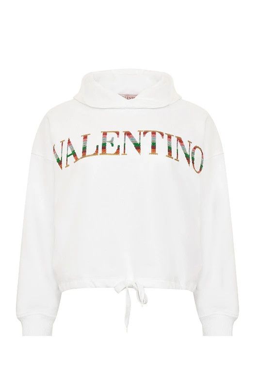 Valentino o1y0326 Logo Hoodie in White Size M / US 6-8 / IT 42-44 - 1 Thumbnail