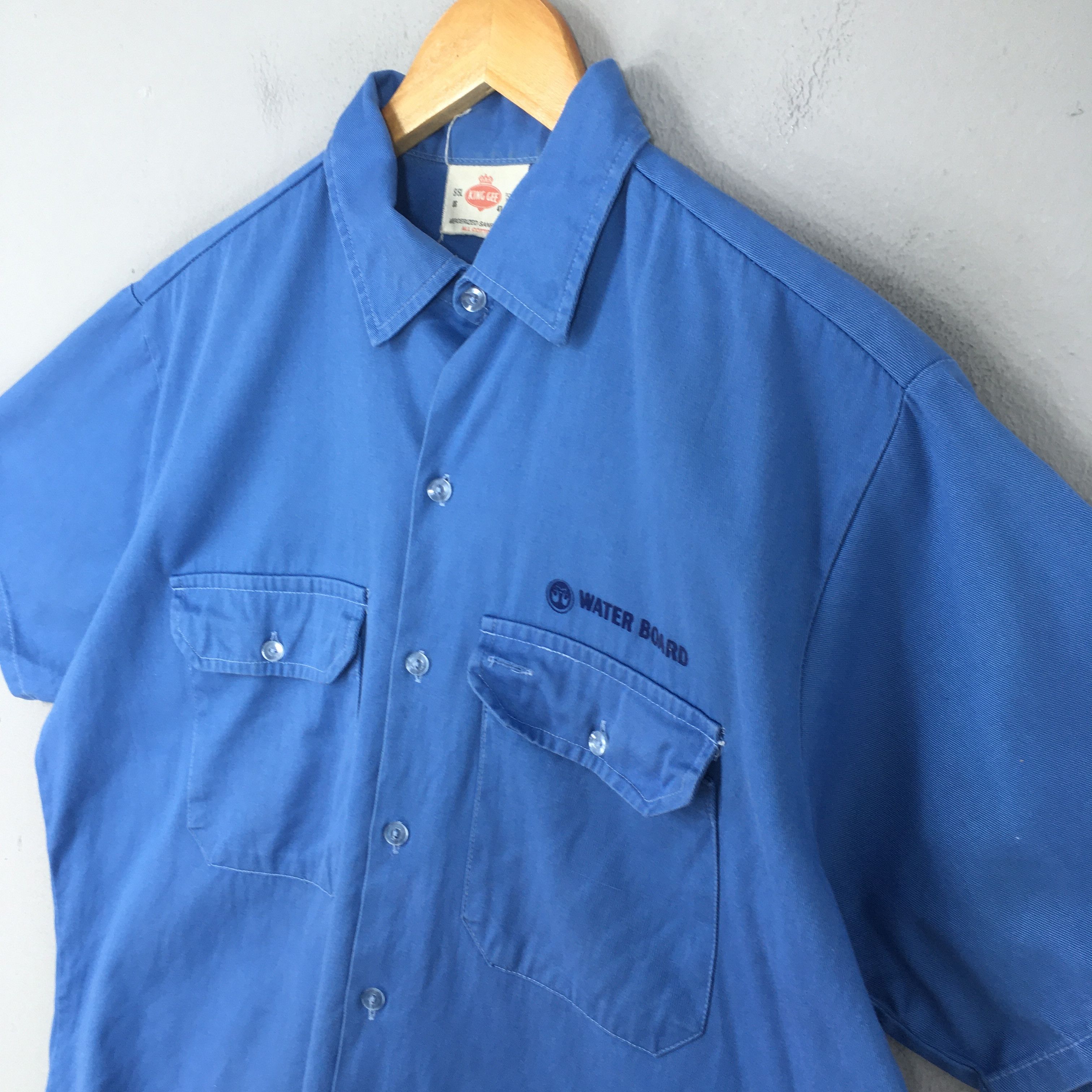 Vintage Vintage 50's King Gee Blue Uniforms Work Shirt Large Size US L / EU 52-54 / 3 - 3 Thumbnail