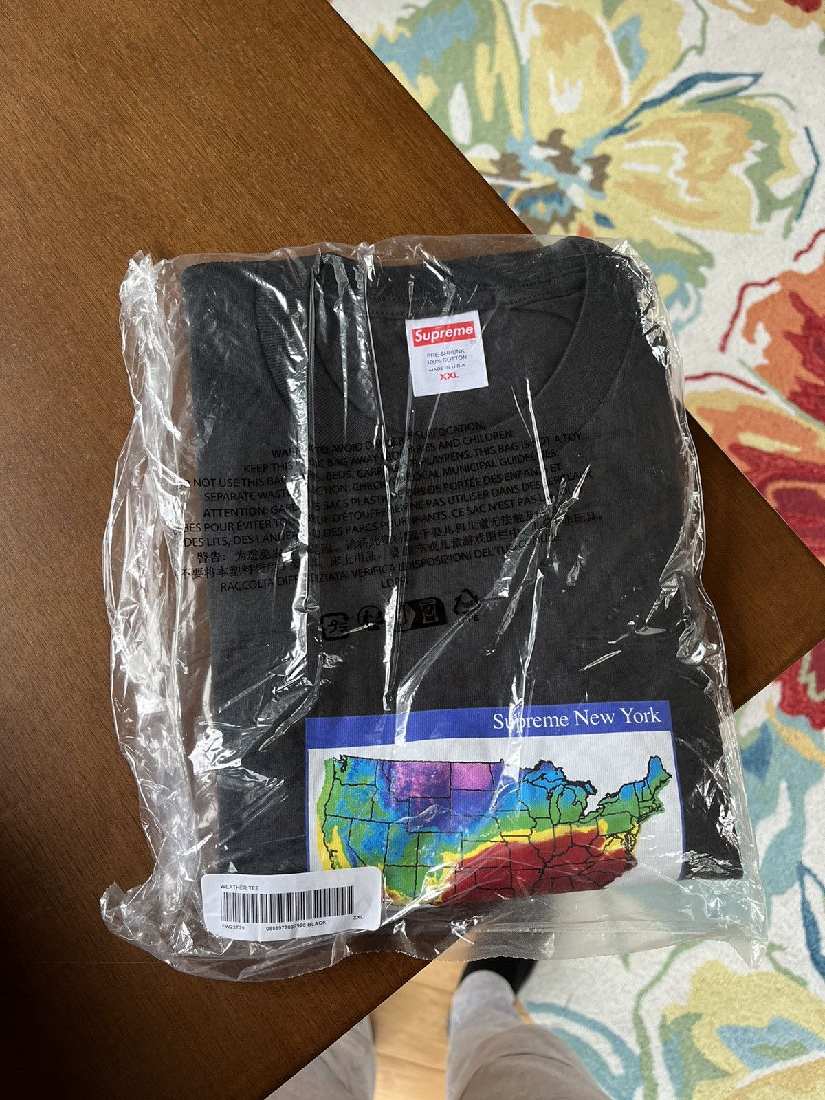 image of Supreme Weather Tee Fw23 Black, Men's (Size 2XL)