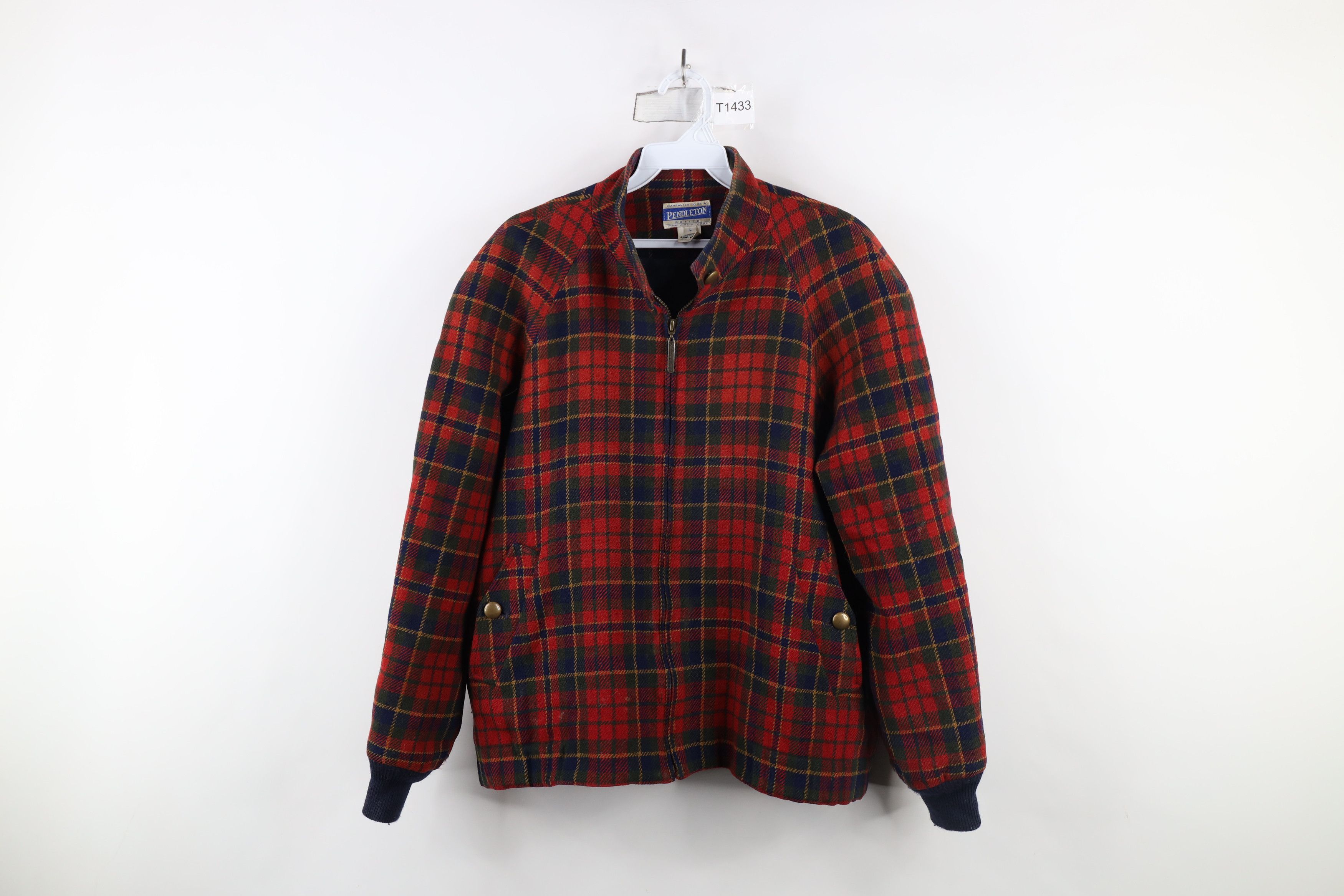 Pendleton × Vintage Vintage 90s Pendleton Cafe Racer Bomber Jacket Plaid USA Size L / US 10 / IT 46 - 1 Thumbnail