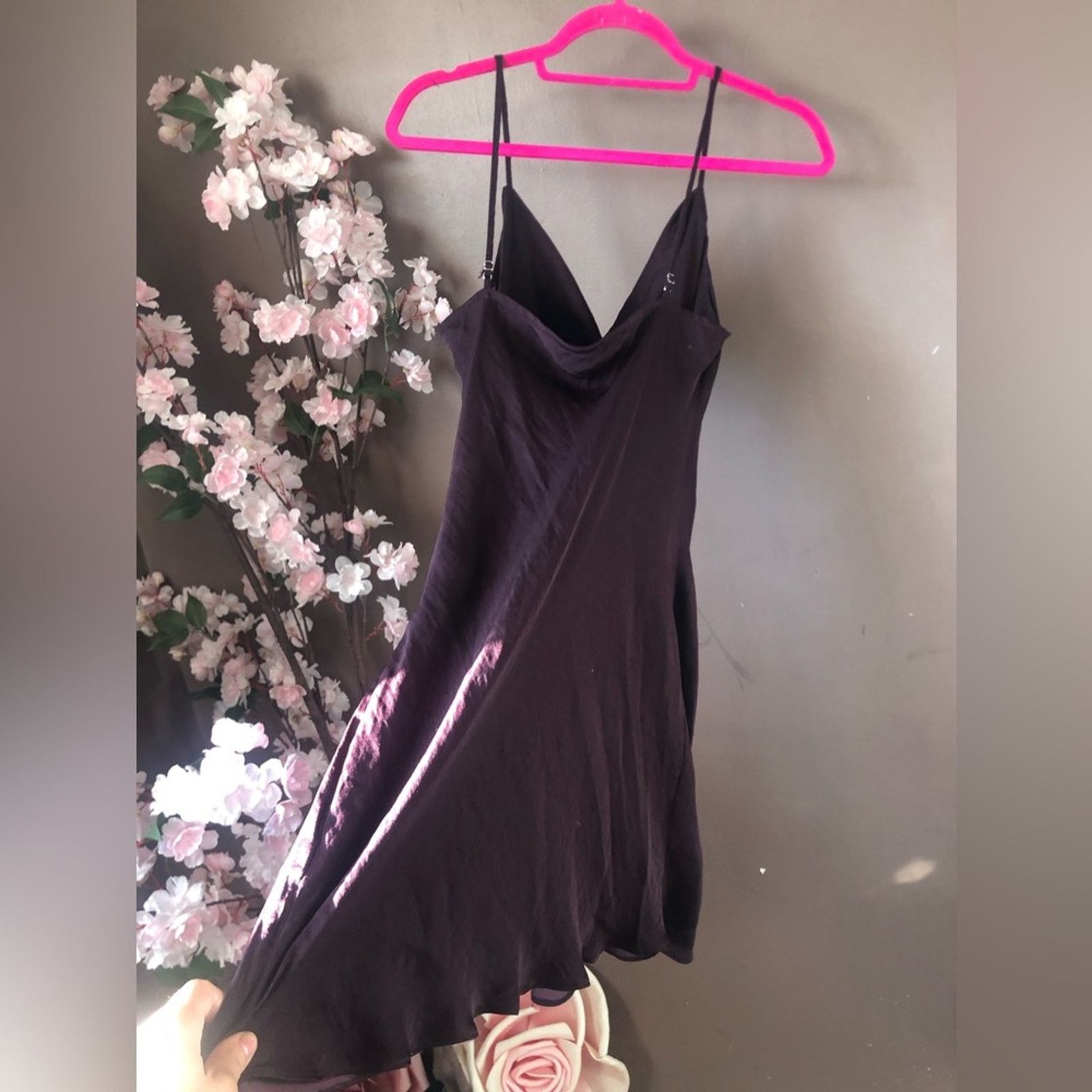 NBDN Nobrandedon Silky slip dress purple with side ruffle and slit. Size M / US 6-8 / IT 42-44 - 10 Thumbnail
