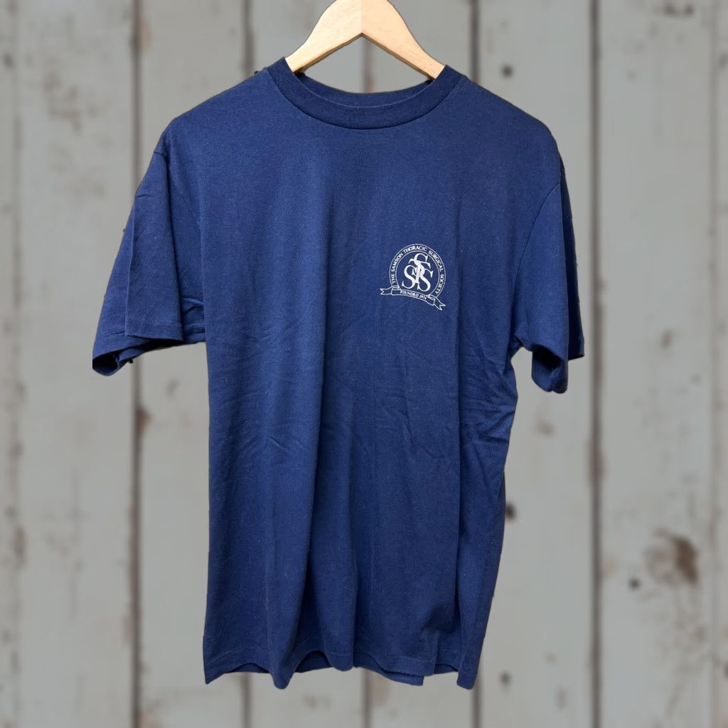 Hanes VINTAGE Samson Thoracic Surgical Society T-Shirt Single Stitch Large Blue Doctor Mens L Blue Cotton Blend Size US L / EU 52-54 / 3 - 1 Thumbnail