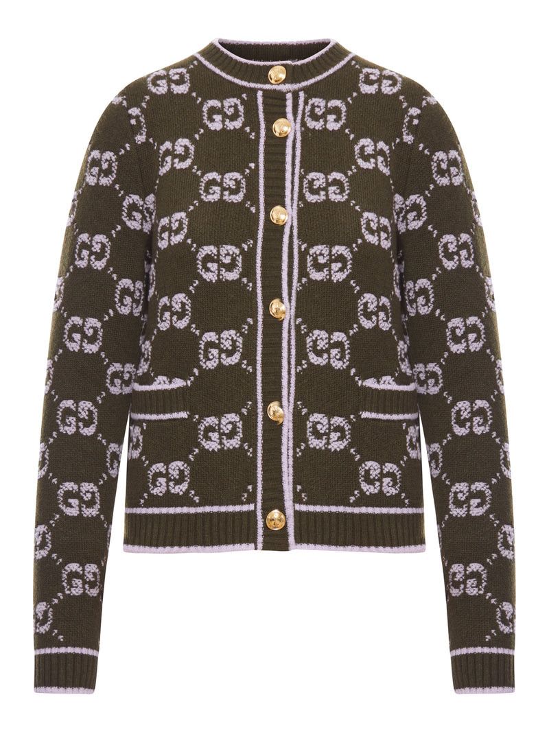Gucci BOUCLE` WOOL CARDIGAN WITH ALLOVER GG LOGO Size M / US 6-8 / IT 42-44 - 1 Preview