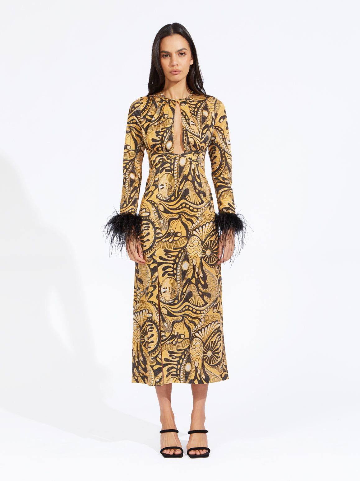 Alice McCall GOLD DUST FEATHER MIDI DRESS Size M / US 6-8 / IT 42-44 - 1 Thumbnail