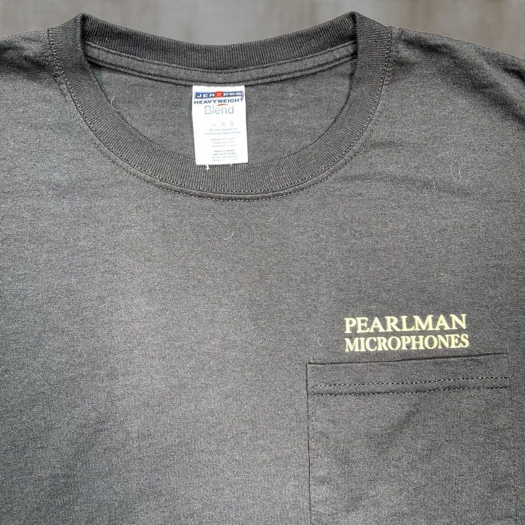 Vintage Pearlman Microphone Shirt Men’s L Luxury Mic Music Industry Pocket Tee Tube Black Pocket Tee Mens L Size US L / EU 52-54 / 3 - 1 Thumbnail