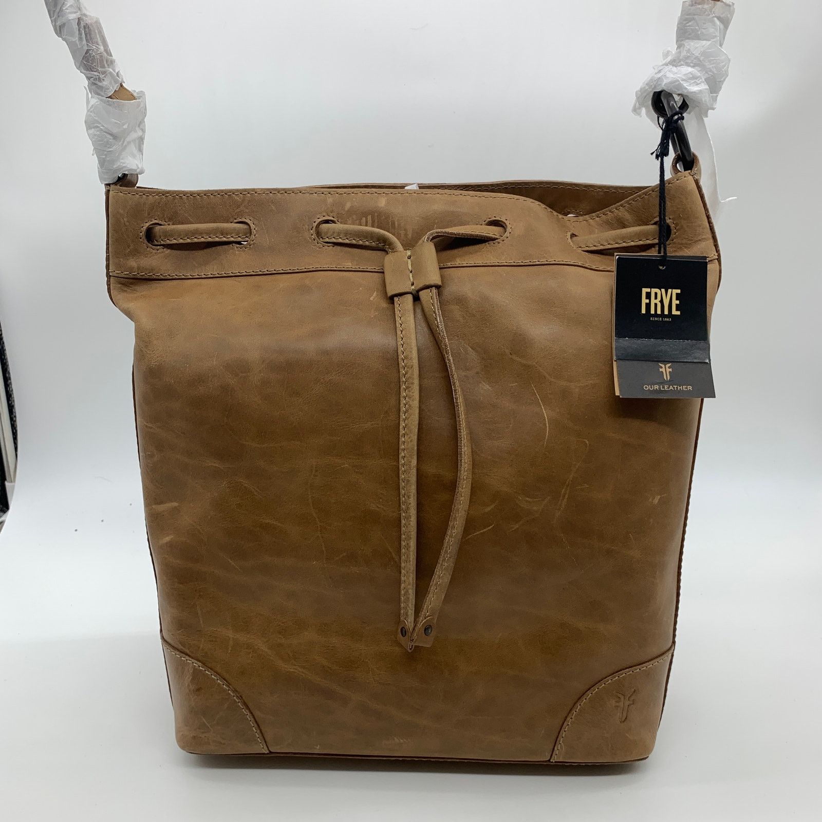 Frye Frye Leather Handbags Melissa Drawstring Hobo Bag Brown Size ONE SIZE - 18 Thumbnail