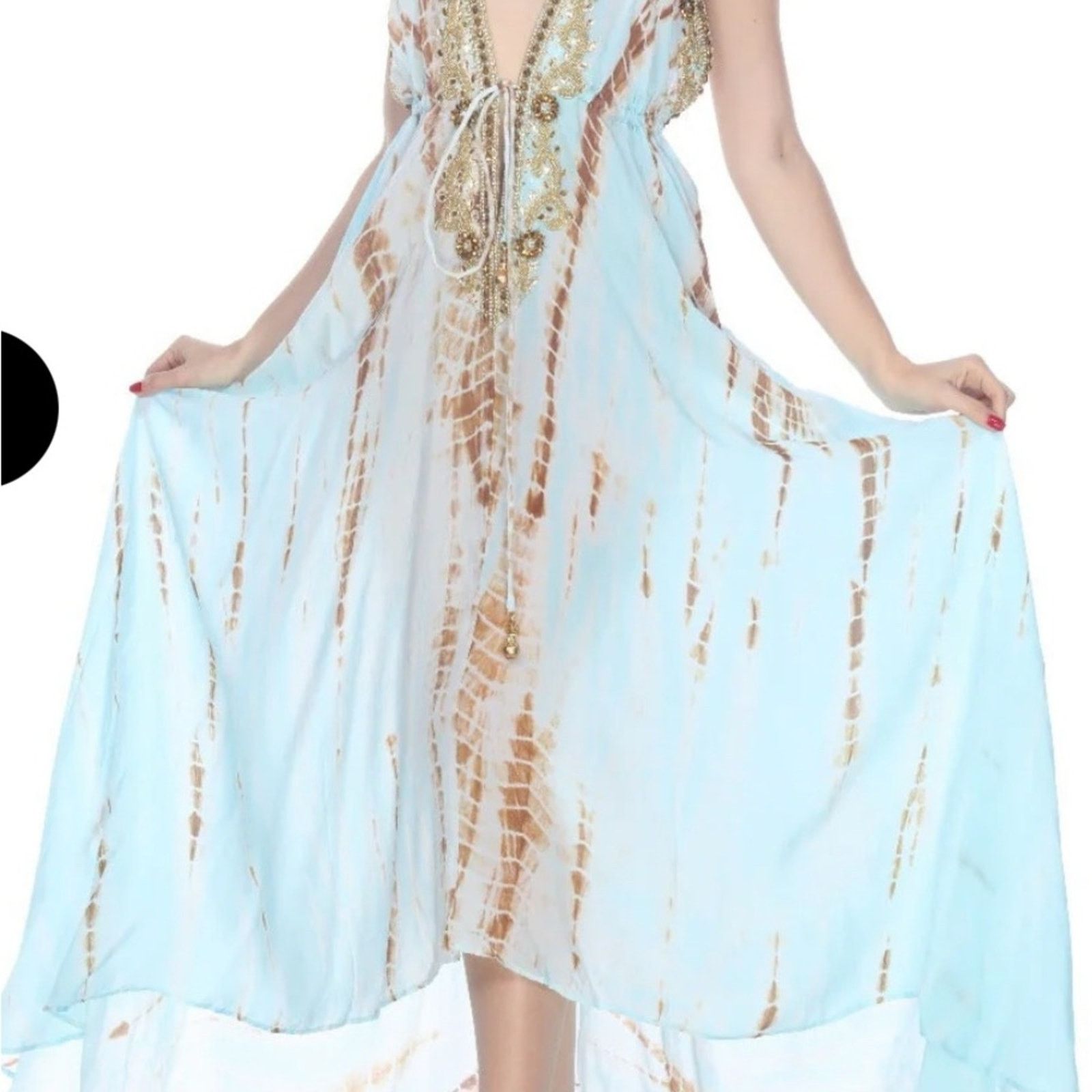 Other New Chic Backless Blue and Brown Dress size S Size S / US 4 / IT 40 - 3 Thumbnail