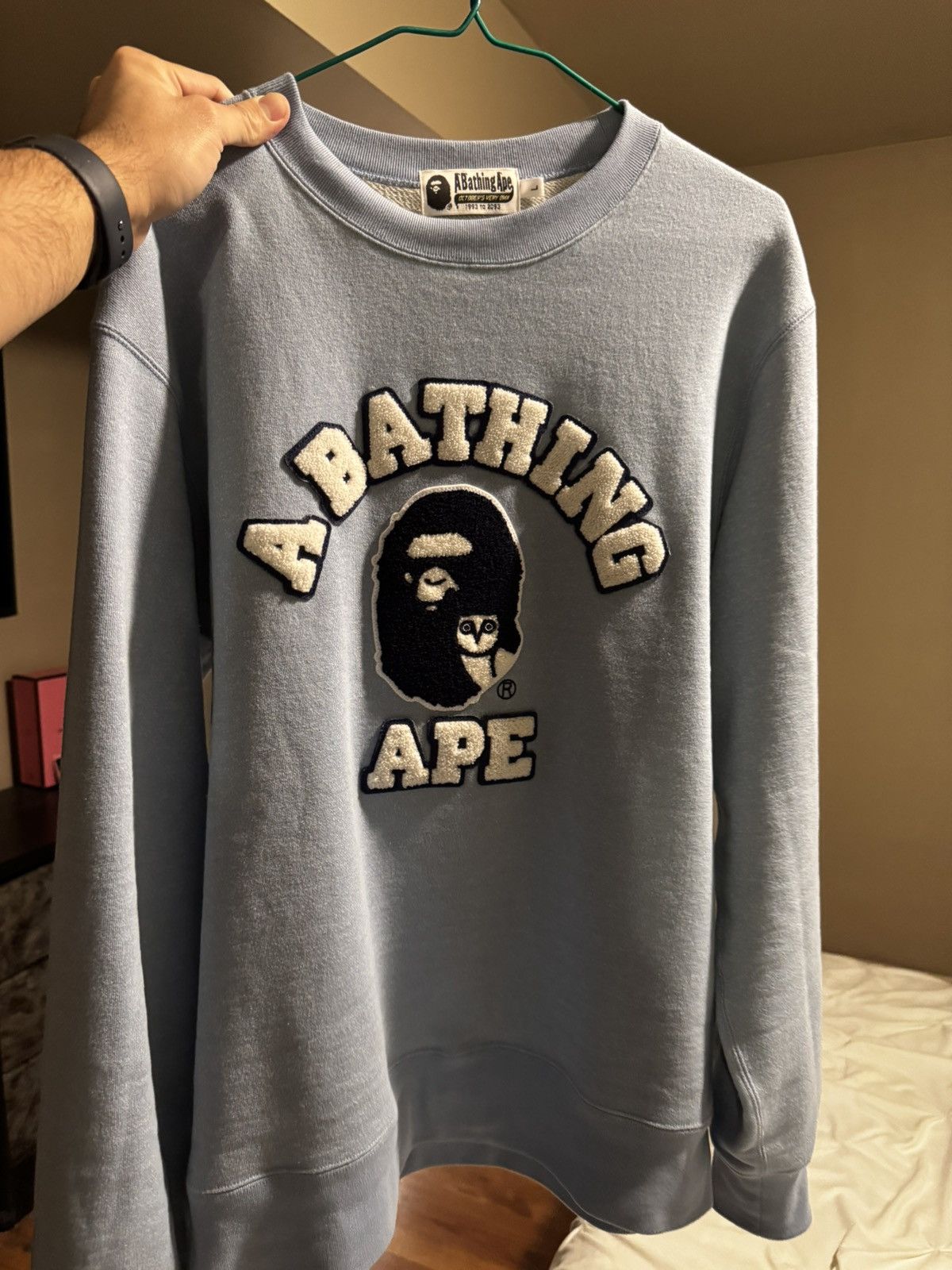 Bape × October's Very Own OVO x BAPE Denim Fleece College Crewneck Size US L / EU 52-54 / 3 - 1 Thumbnail