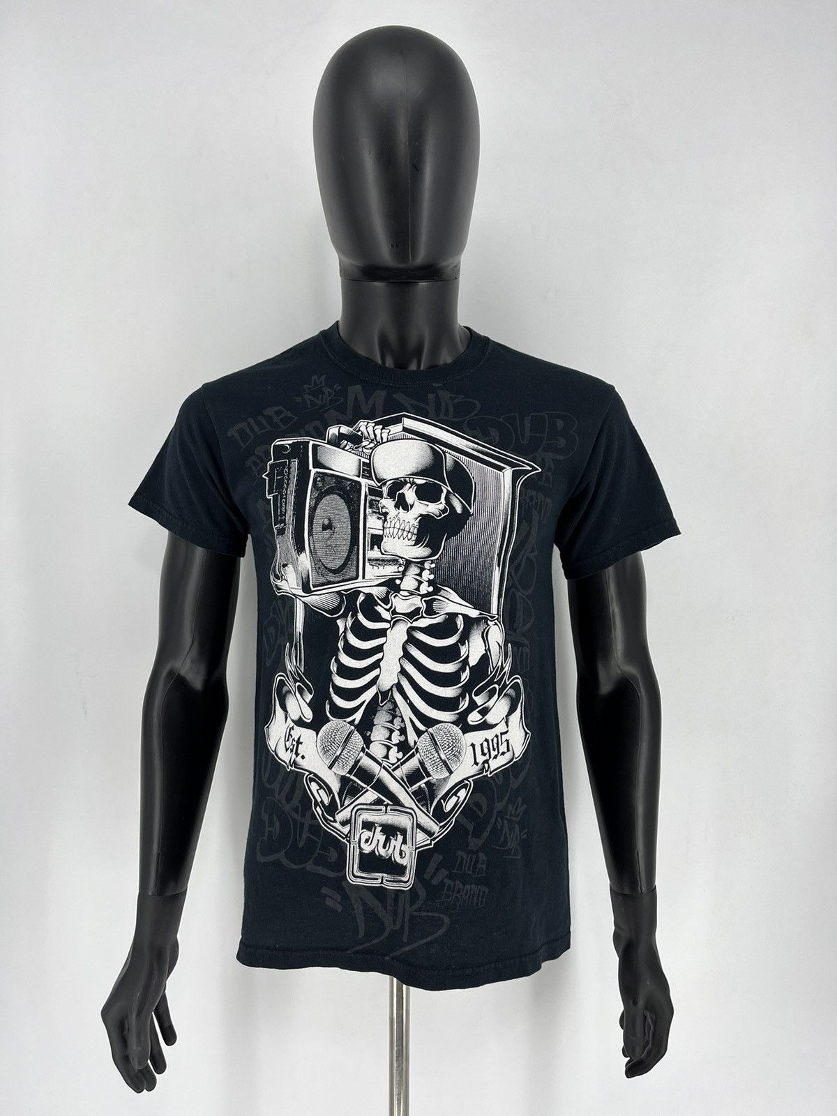 Japanese Brand × Vintage Gildan T-shirt With Skull Dub Reggae Hip-Hop Streetwear Styl Size US S / EU 44-46 / 1 - 2 Thumbnail