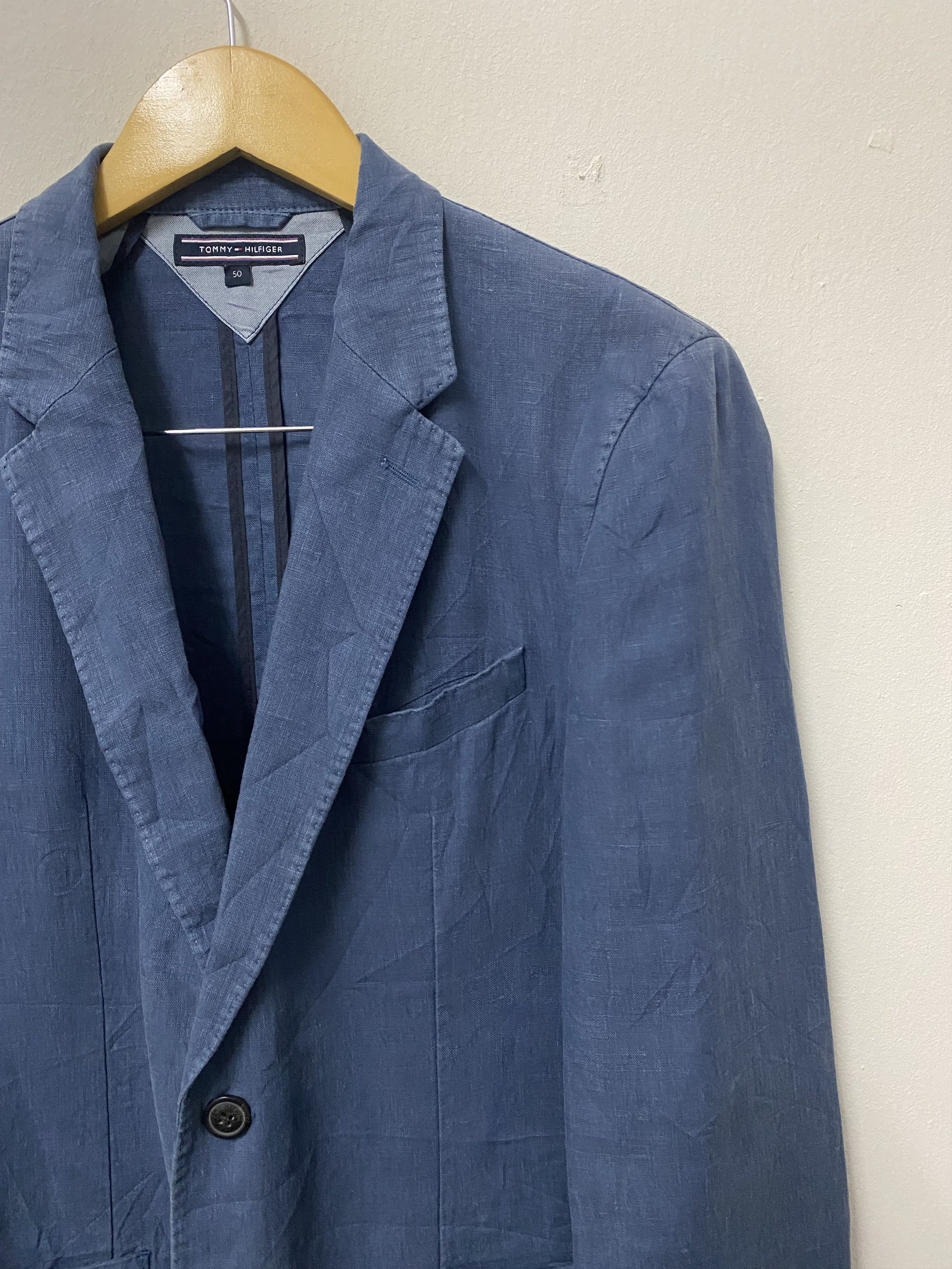 Tommy Hilfiger Tommy Hilfiger Portugal Made Linen Blend Blazer Jacket Blue Size 50R - 3 Thumbnail