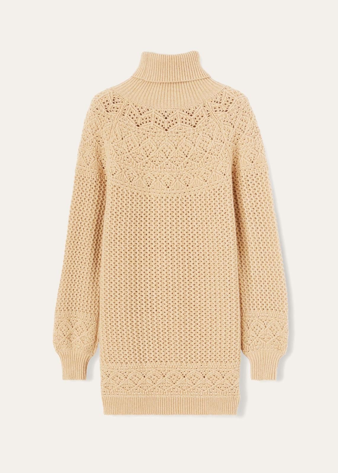 Loro Piana o1srvl11e1224 Turtleneck Engadin Short Dress in Beige Size L / US 10 / IT 46 - 2 Thumbnail