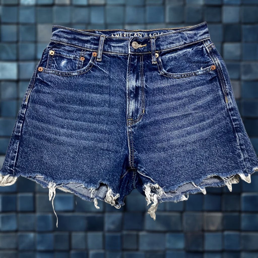 American Eagle Outfitters American Eagle Jean Shorts Womens sz 4 High Rise Cut-off Denim Blue Medium Wash Size 27" / US 4 / IT 40 - 1 Thumbnail