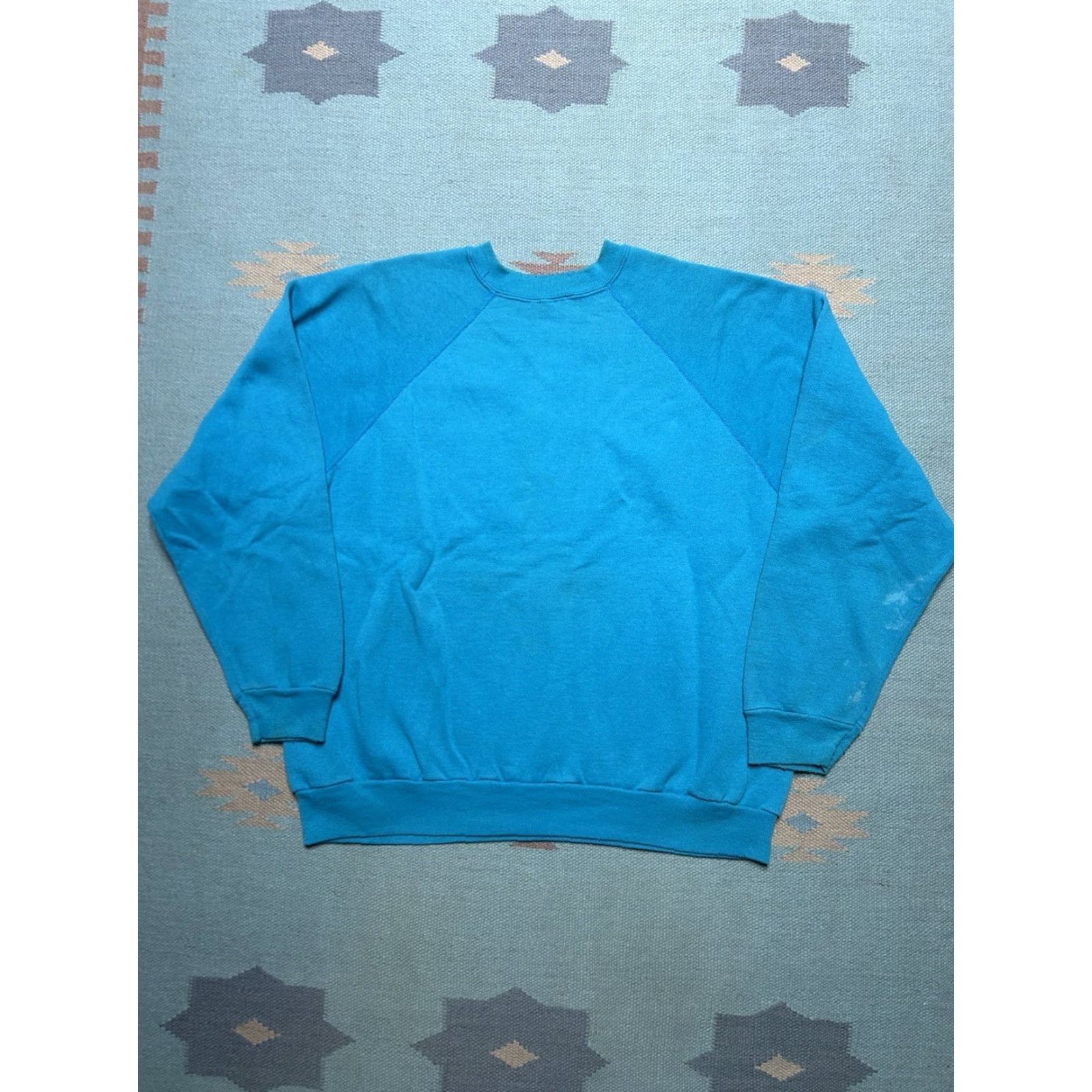 Altea VINTAGE 80s crewneck sweatshirt blank teal turquoise blue stained pullover XL Mens Sweatshirt Size US XL / EU 56 / 4 - 6 Thumbnail