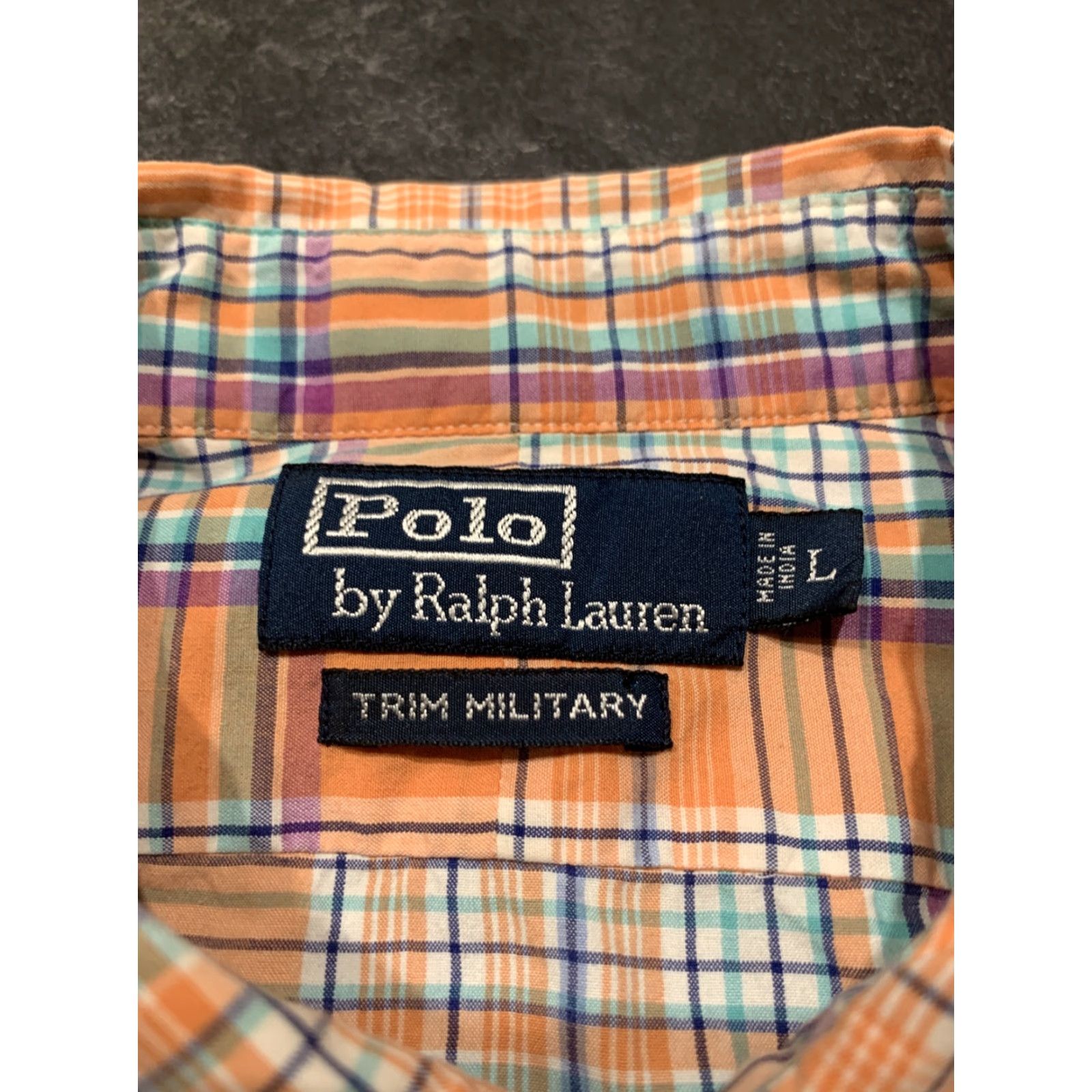 Polo Ralph Lauren Polo Ralph Lauren Button Down Shirt Men Large Orange Military Plaid Long Sleeve Casual Size US L / EU 52-54 / 3 - 5 Thumbnail
