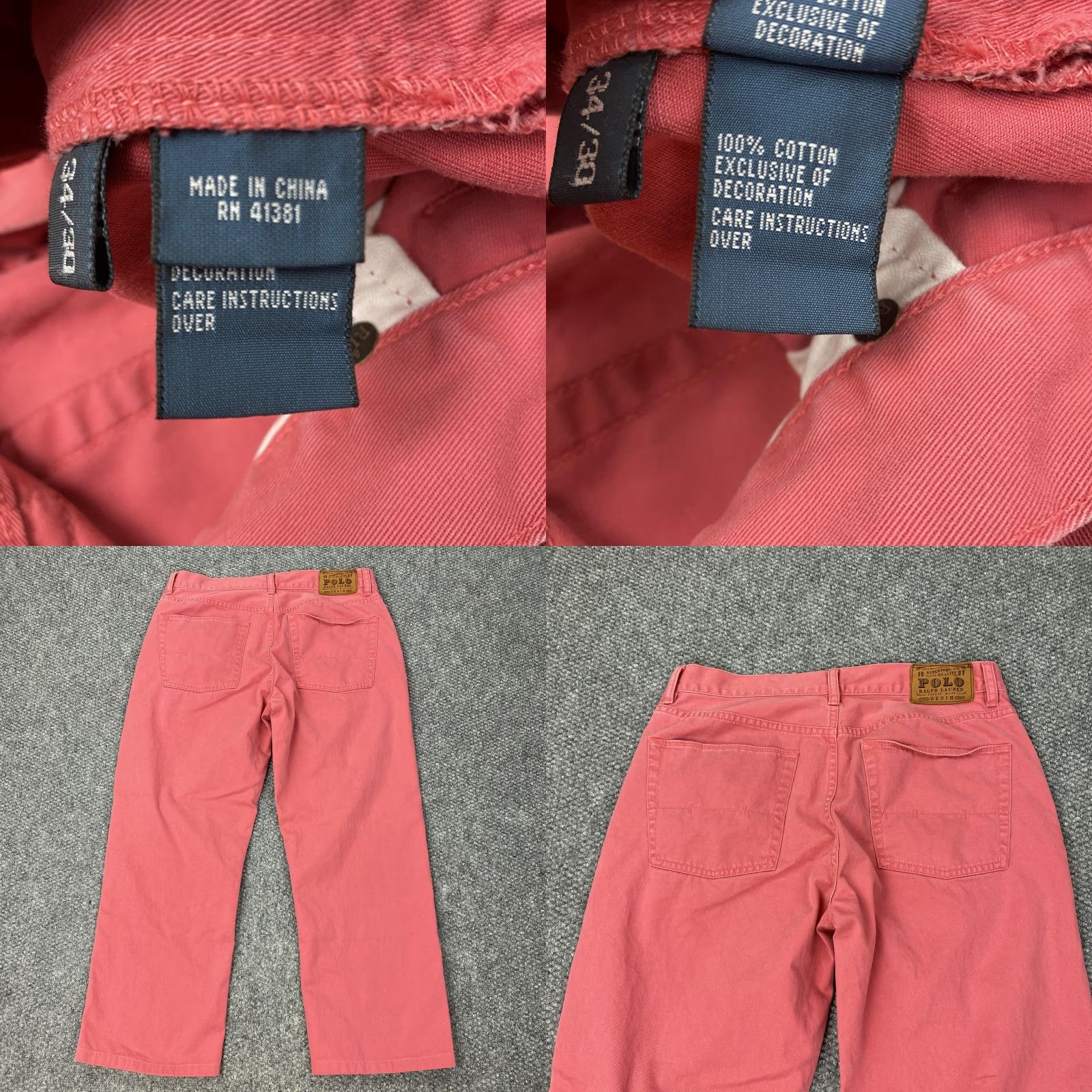 Polo Ralph Lauren VINTAGE Polo Ralph Lauren Pants Mens 34 Casual Cotton Pink Straight Leg 90s Preppy Mens Size US S / EU 44-46 / 1 - 8 Thumbnail