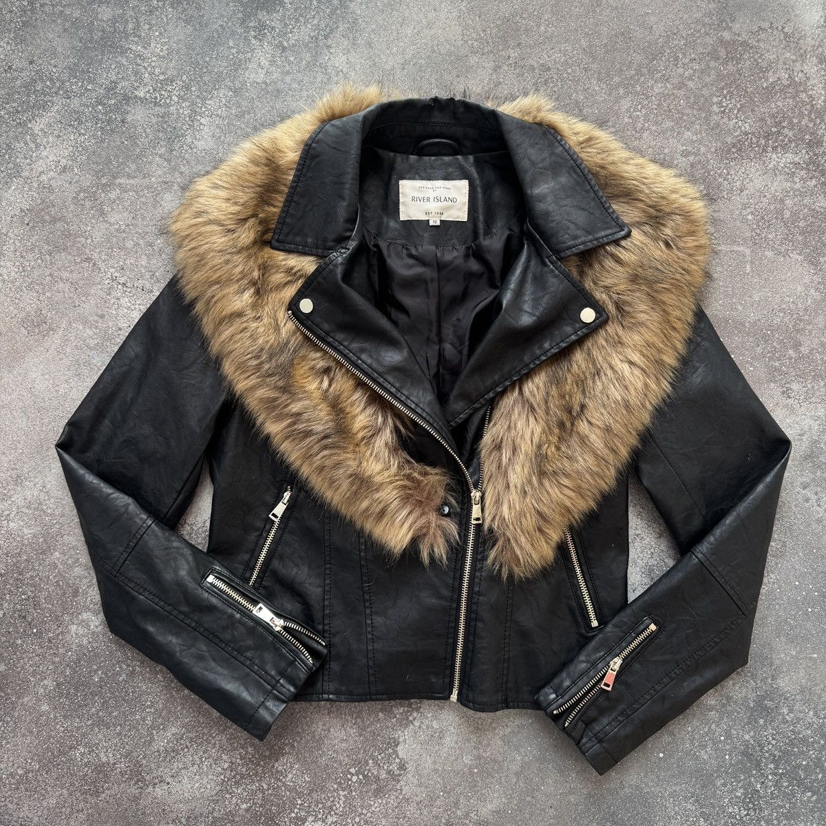 River Island River Island Vintage Y2K Faux Fur Leather Biker Jacket Size M / US 6-8 / IT 42-44 - 1 Thumbnail