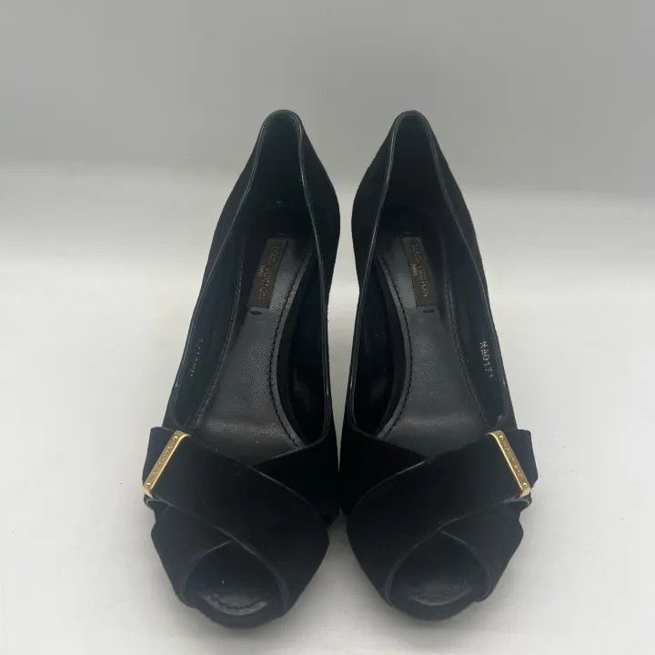 Louis Vuitton Louis Vuitton Black Suede High Heels 0079 Size US 5 / IT 35 - 1 Thumbnail