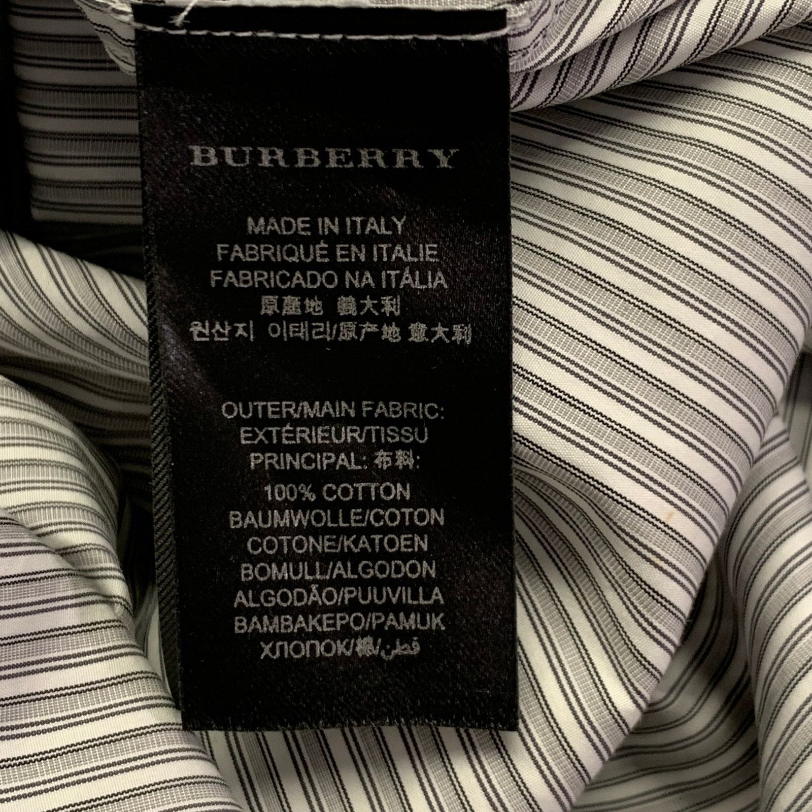 Burberry Prorsum Size S White Grey Stripe Cotton One Pocket Long Sleeve Shirt Size US S / EU 44-46 / 1 - 11 Thumbnail