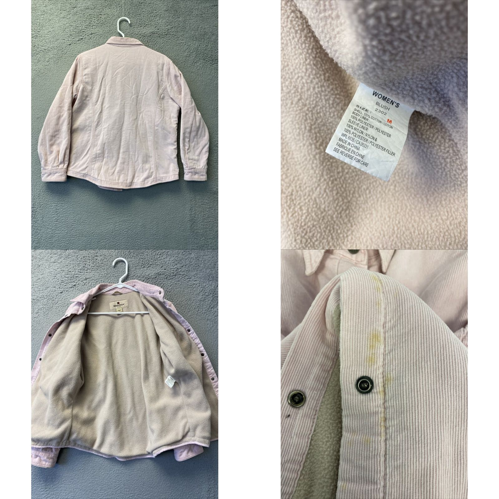 Vintage VINTAGE Woolrich Women's Corduroy Jacket M Pink Casual Outdoor Fleece-Lined Size M / US 6-8 / IT 42-44 - 8 Thumbnail