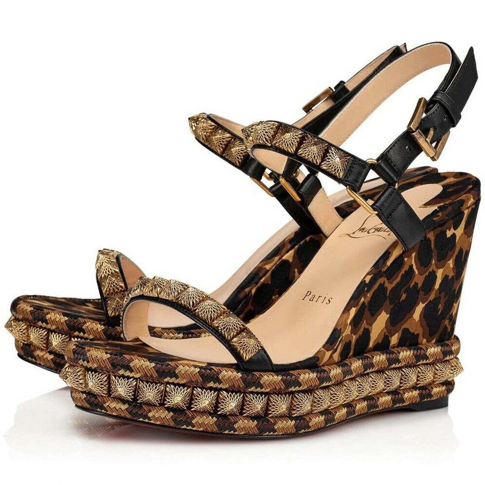 Christian Louboutin Christian Louboutin Pira Ryad 110 Black Leopard Platform Size US 5 / IT 35 - 1 Thumbnail
