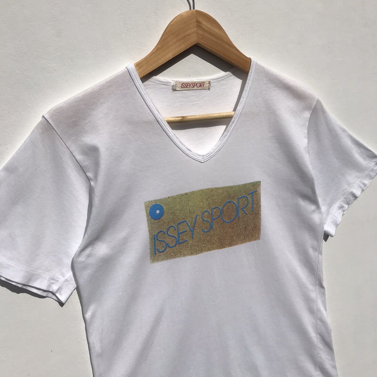 Issey Miyake Vintage 80s Issey Sport V-Neck Tee Spellout Issey Miyake Size US S / EU 44-46 / 1 - 5 Thumbnail