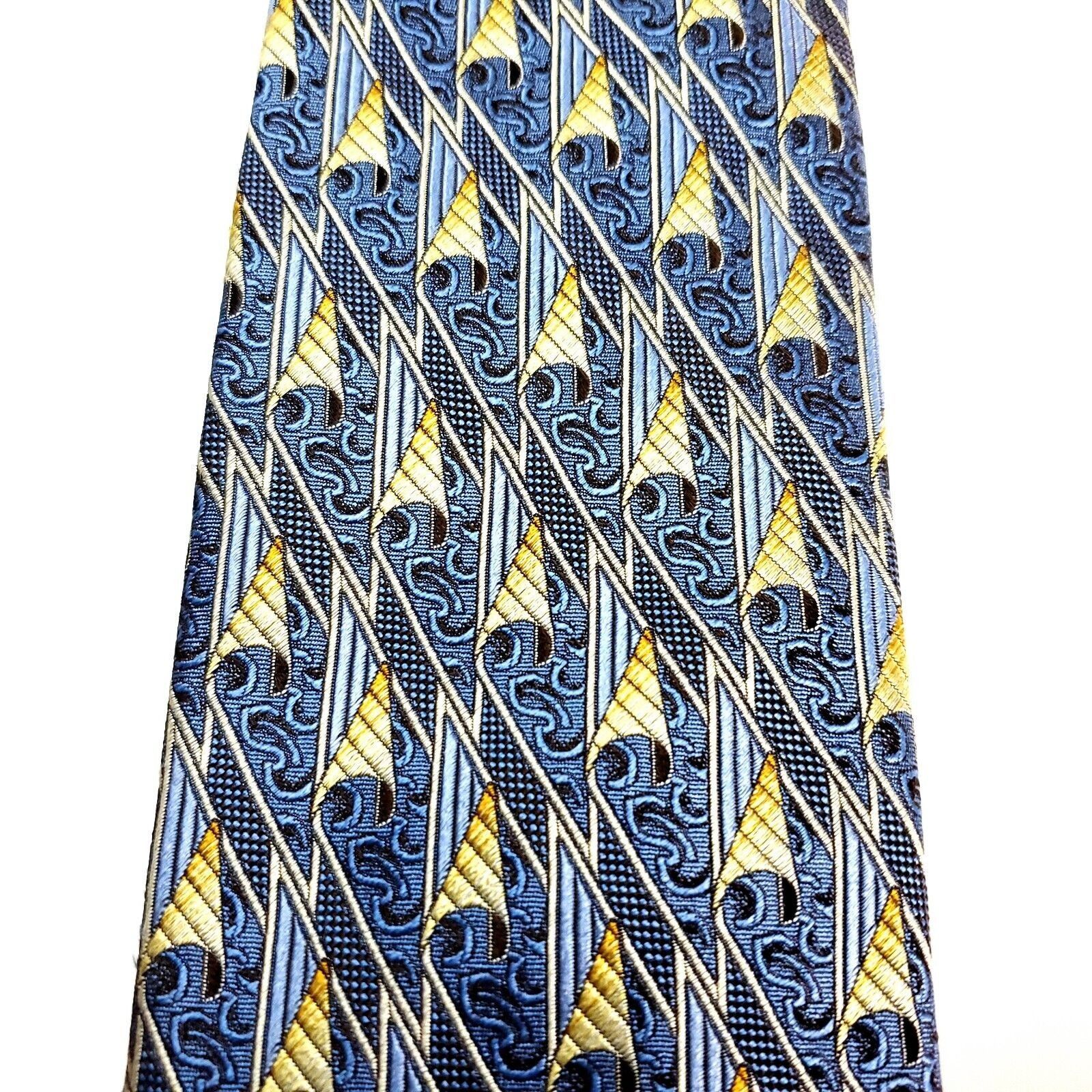 Ermenegildo Zegna Ermenegildo Zegna Silk Tie Woven Yellow Blue Size ONE SIZE - 2 Thumbnail