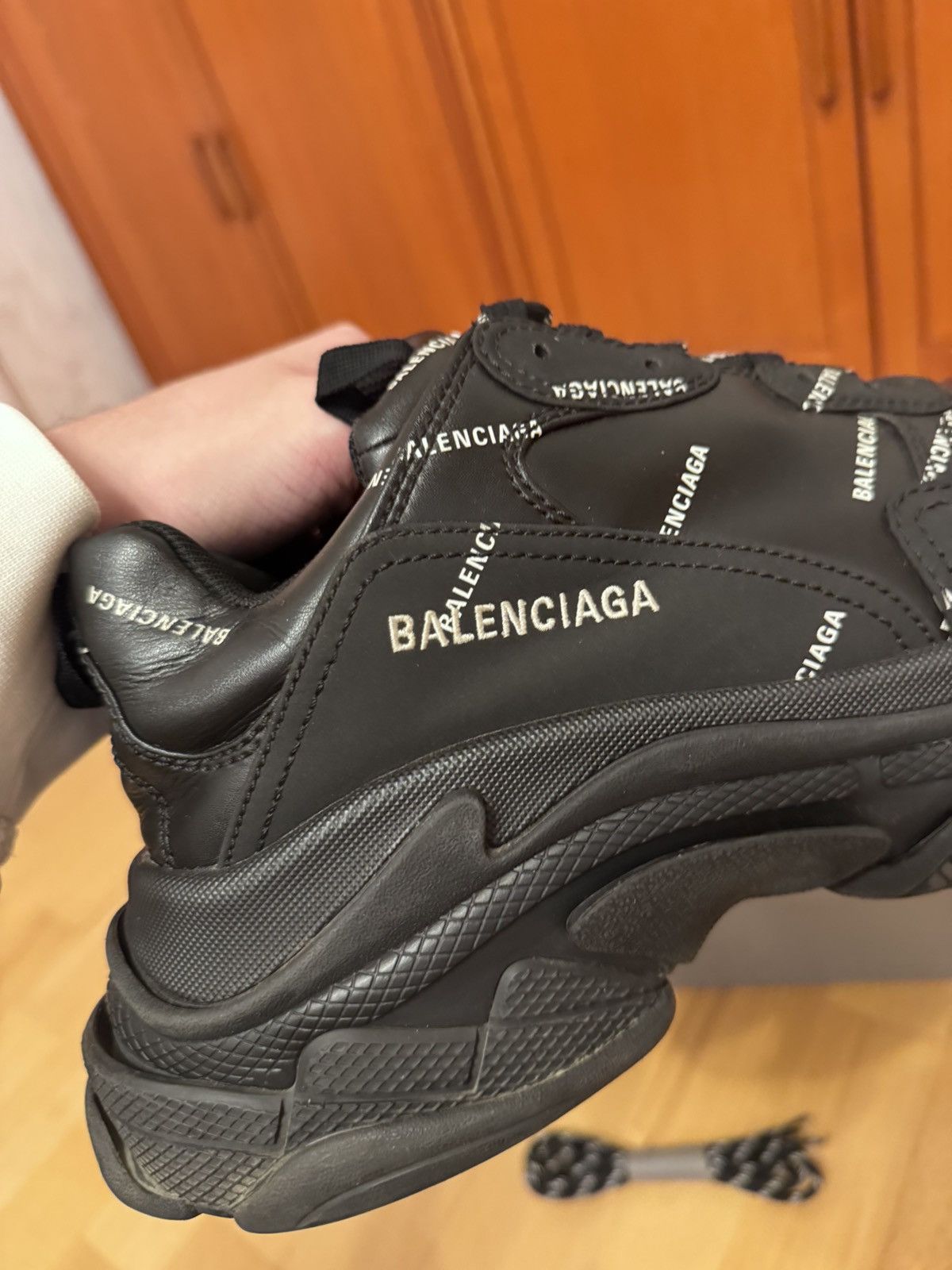 Balenciaga Balenciaga Triple S All-Over Black Size US 9 / EU 42 - 13 Thumbnail