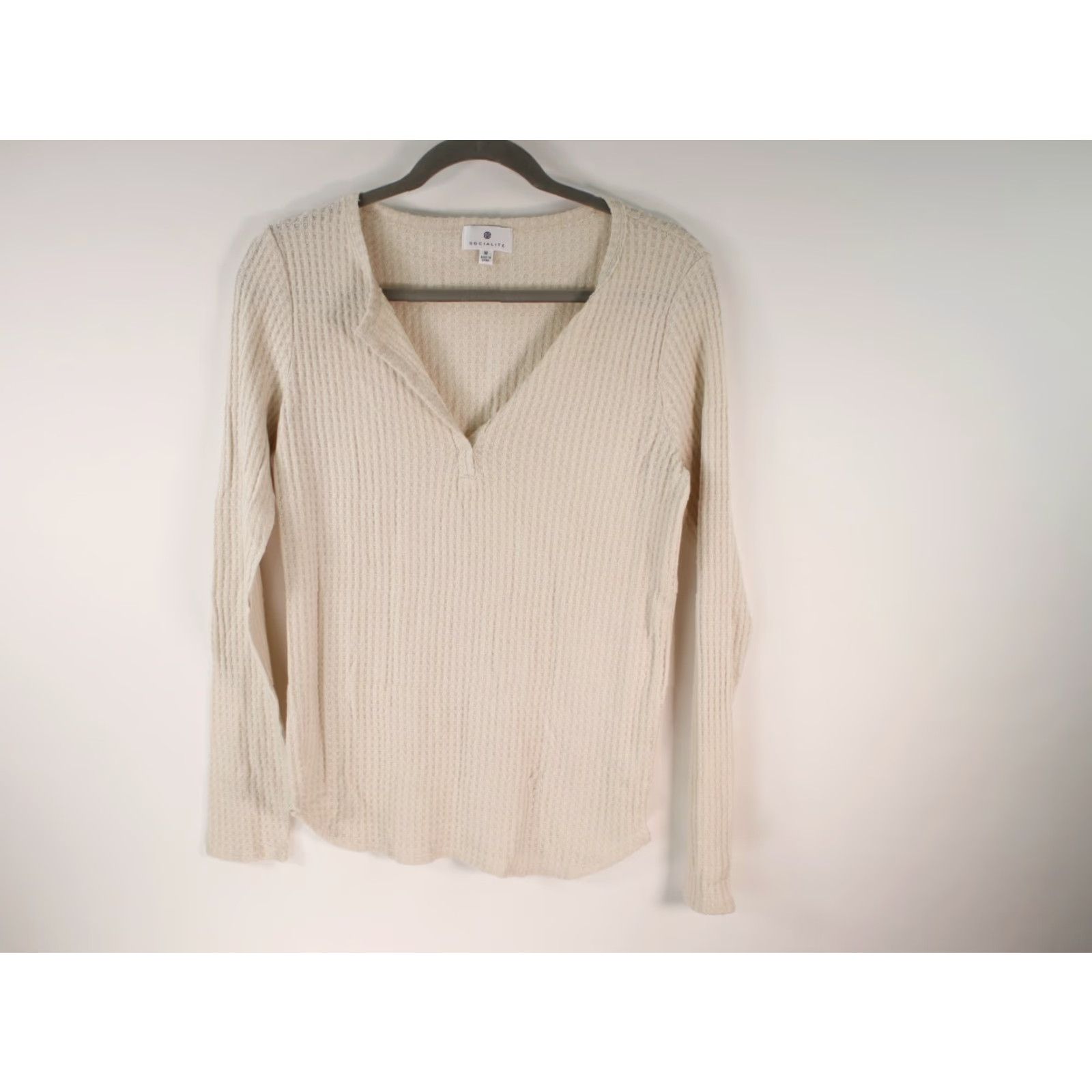 Vintage SOCIALITE Light Weight V Neck Sweater Women's M Ivory Soft Size M / US 6-8 / IT 42-44 - 2 Thumbnail