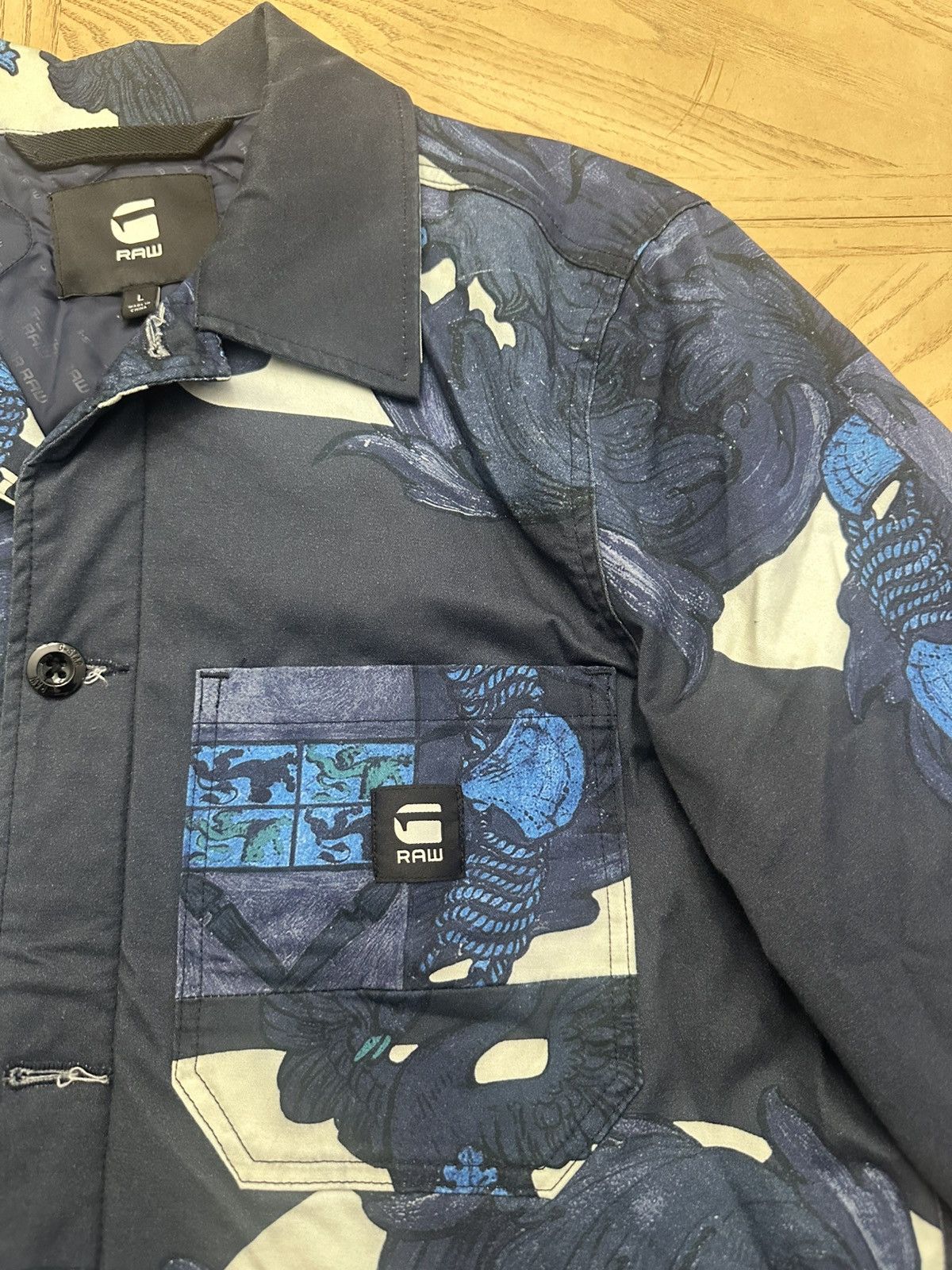 G-Star G-Star Raw Blake Padded Jacket Mens Size L Blue Button Up Size US L / EU 52-54 / 3 - 5 Thumbnail
