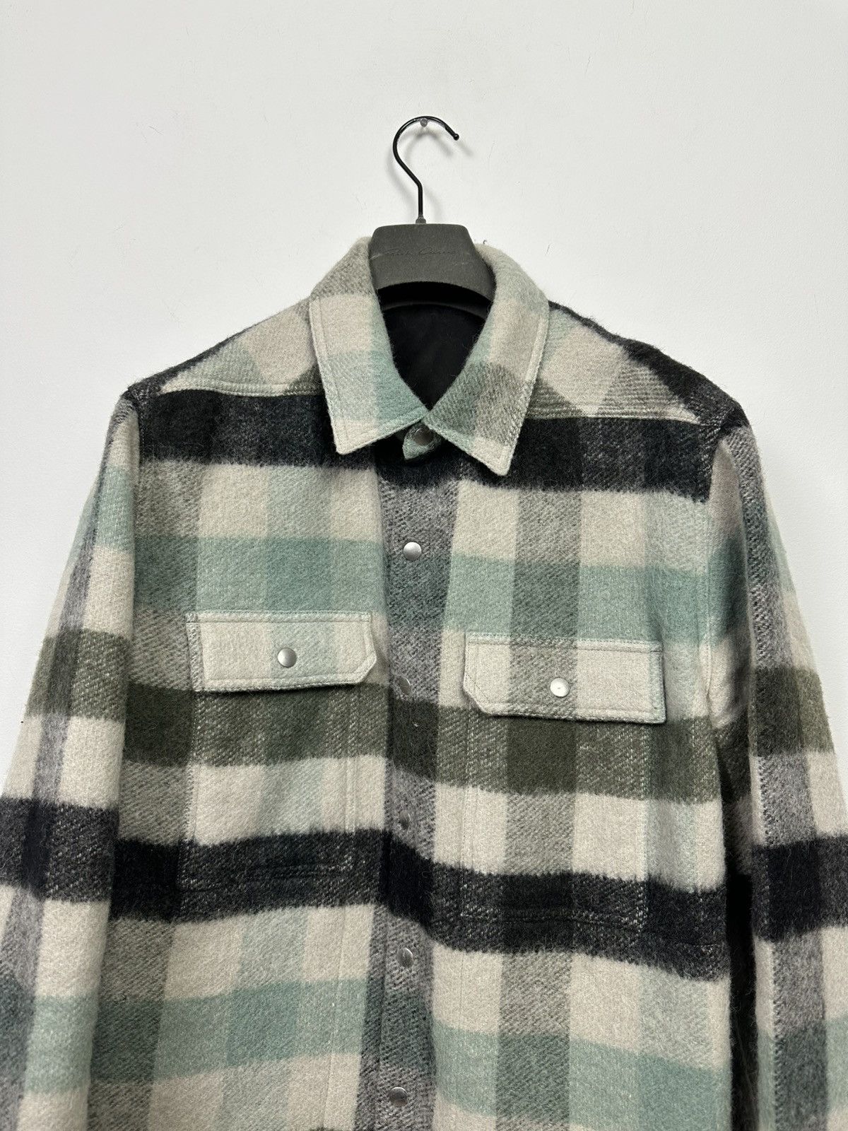 Rick Owens FW22 ‘STROBE’ Alpaca Plaid Jumbo Overshirt Size US L / EU 52-54 / 3 - 2 Thumbnail
