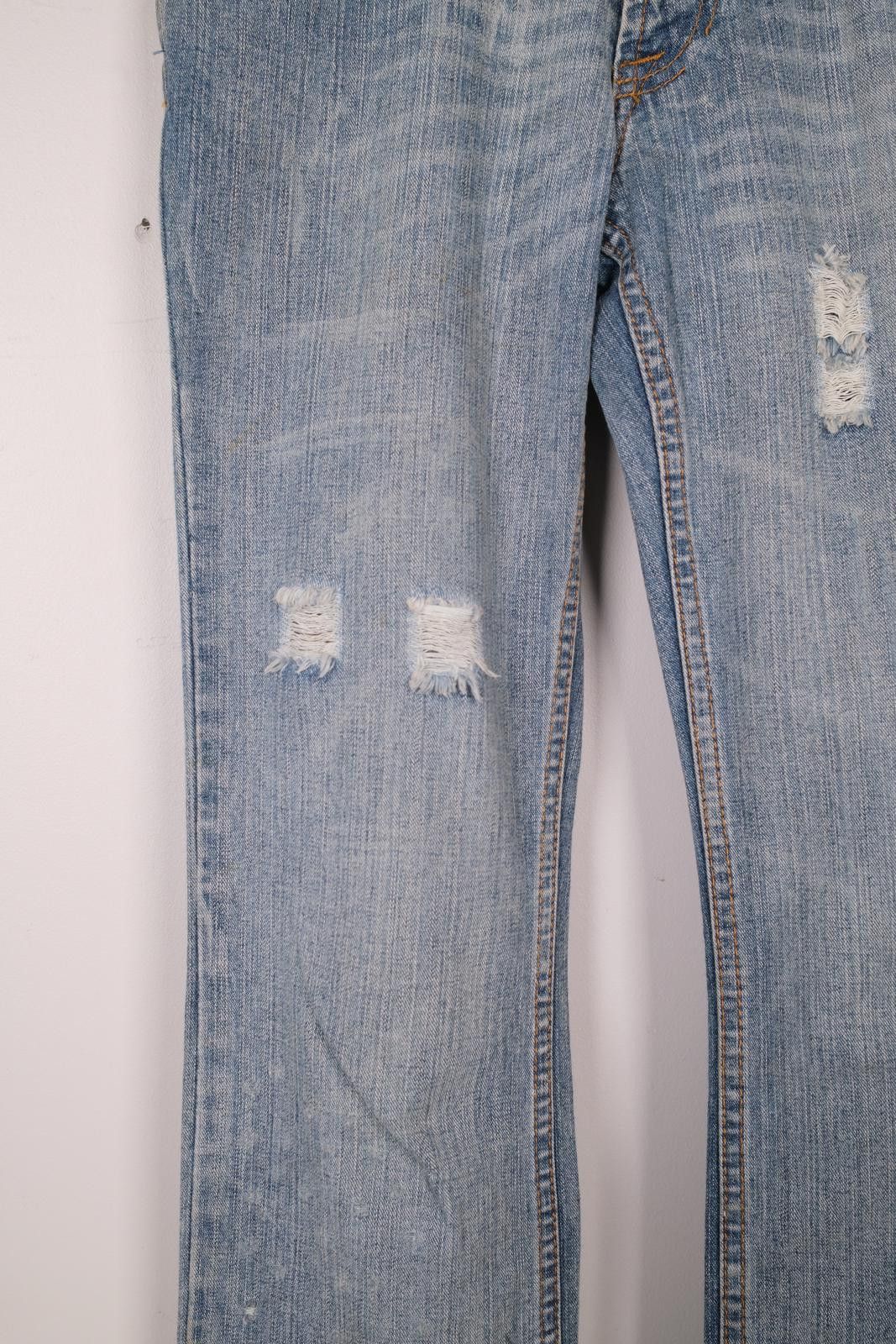 Versace Jeans Couture 90's Versace Jeans Couture Distressed Logo Straight-Leg Jean Size 28" / US 6 / IT 42 - 4 Thumbnail