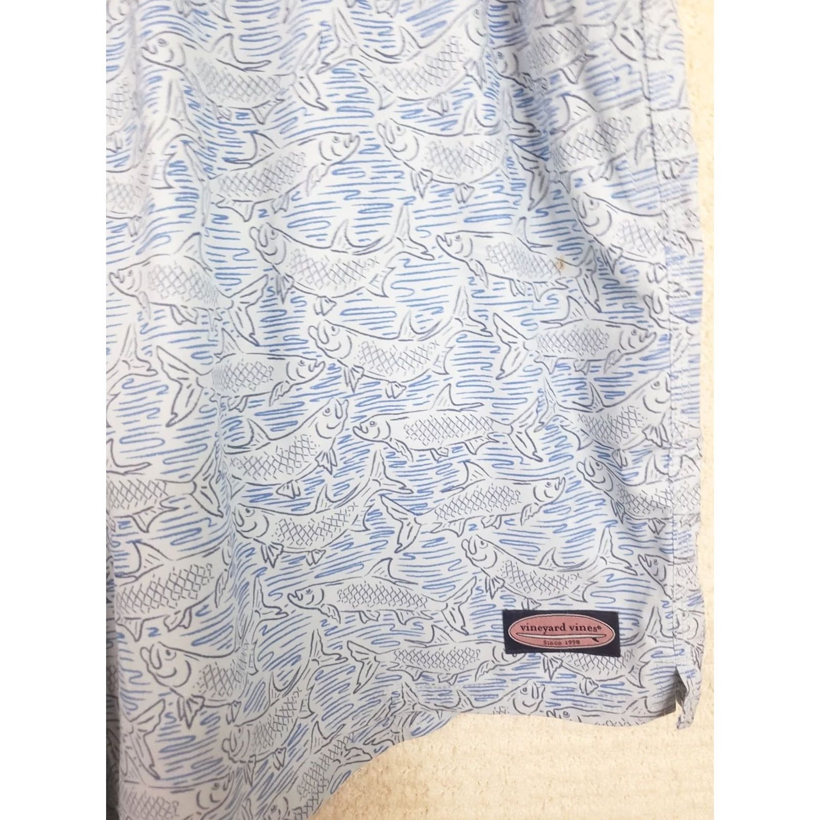 Vineyard Vines Vineyard Vines Mens Trunks Blue Lined All Over Pattern Fish Tarpon 2XL Size US 39 - 6 Thumbnail